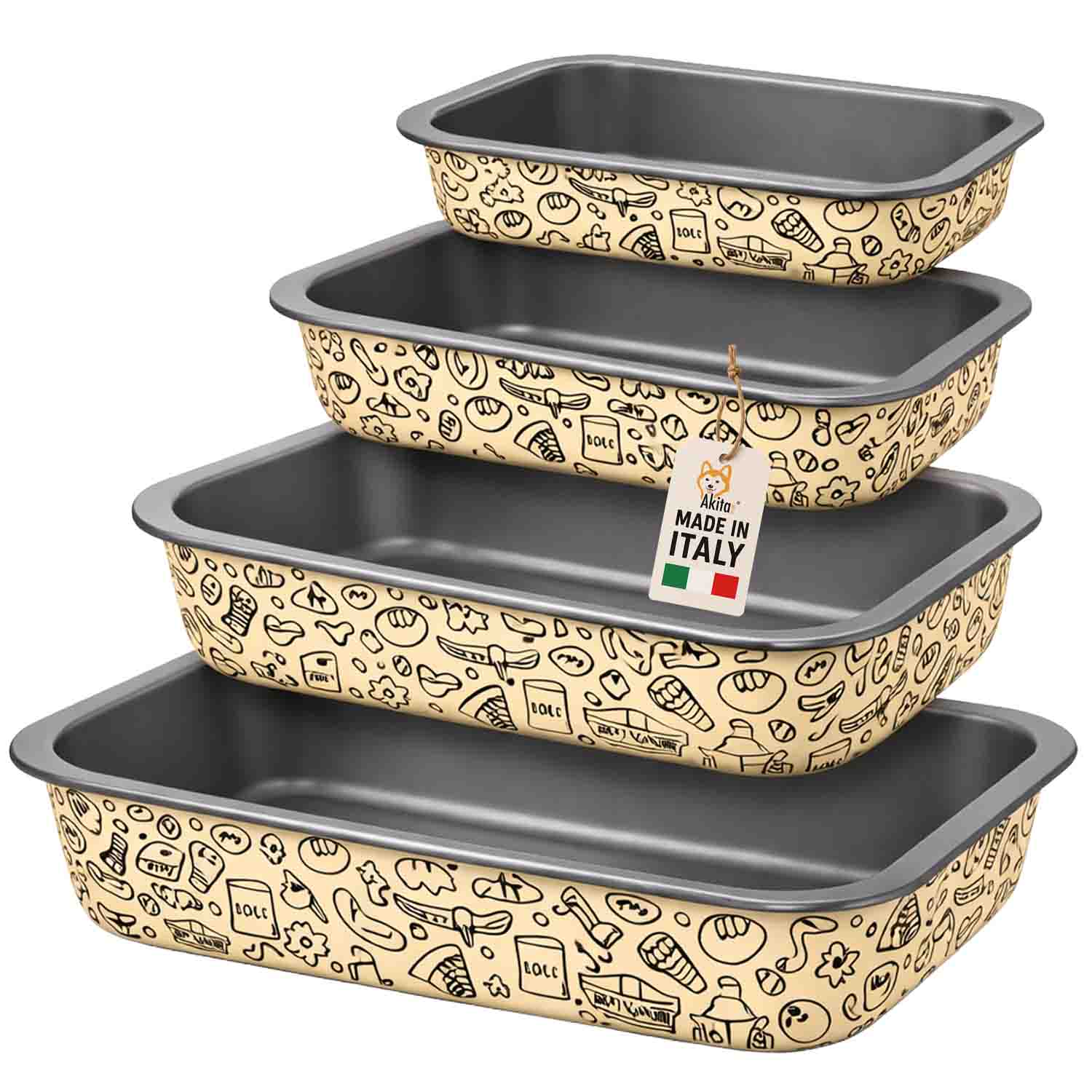 Set teglie rettangolari pastella 20-25-30-35 cm antiaderenti