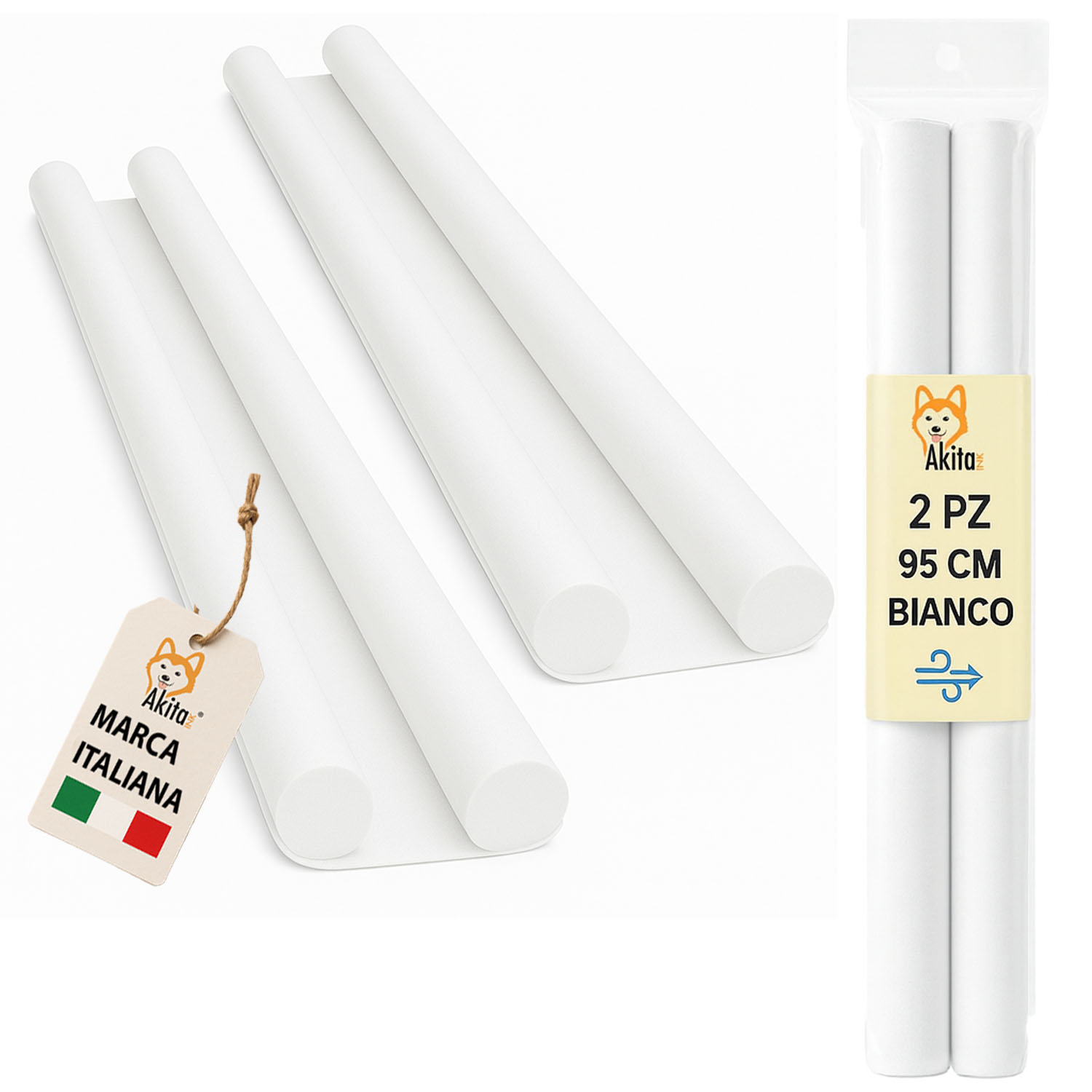 2 pz paraspifferi porta doppia guarnizione 95 cm bianco