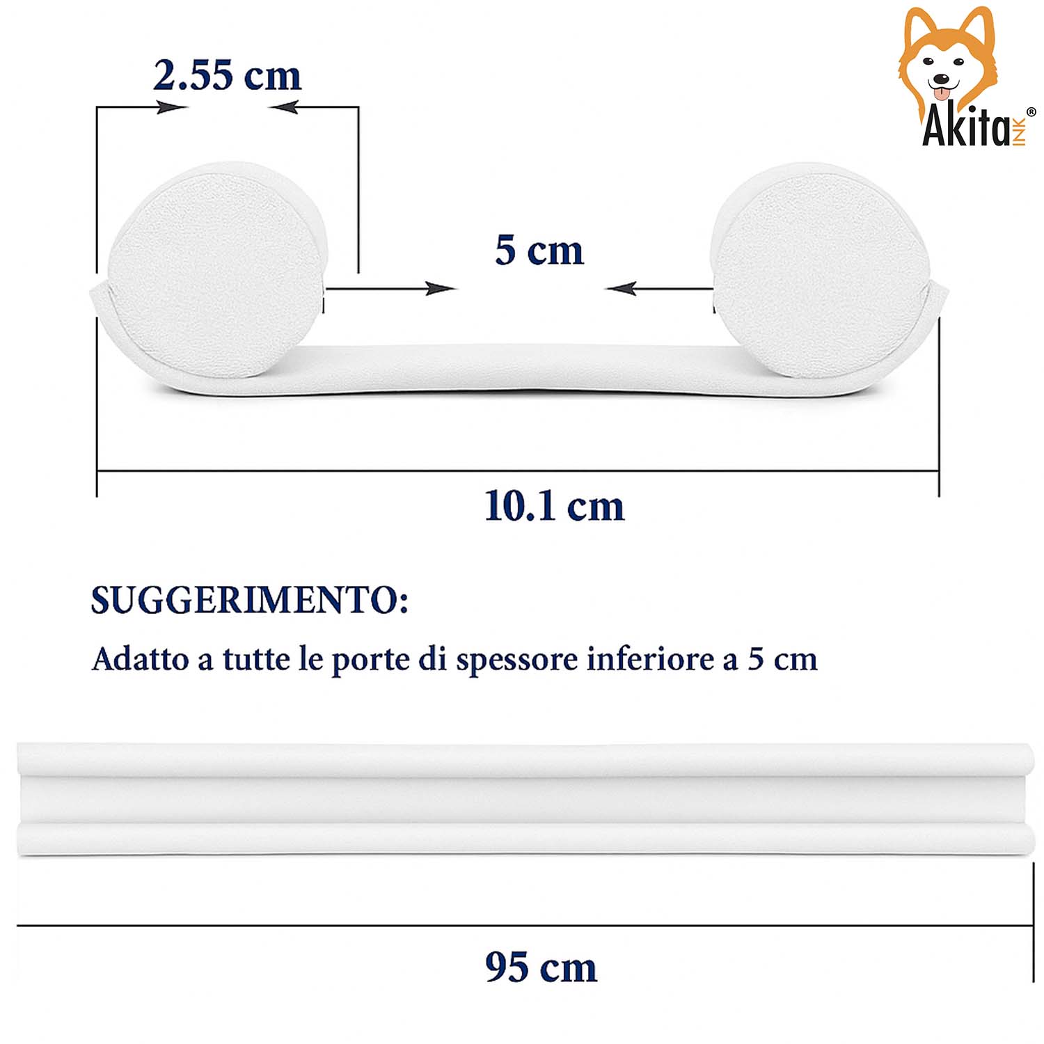 2 pz Paraspifferi Porta Doppia Guarnizione 95 cm Bianco foto 5