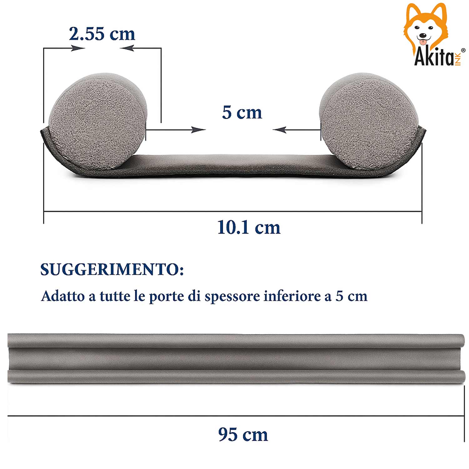 2 pz Paraspifferi Porta Doppia Guarnizione 95 cm Grigio foto 5