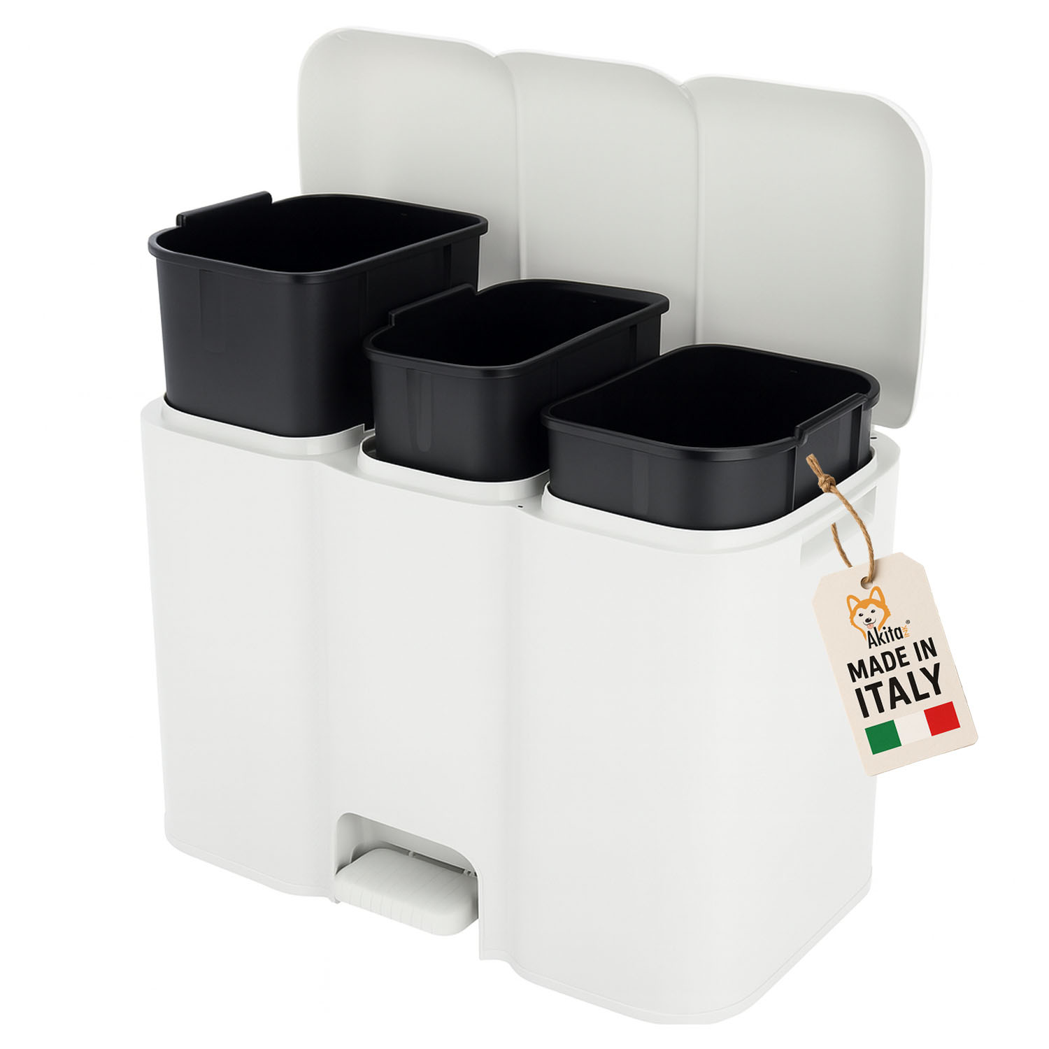 Pattumiera 3 Scomparti Patty3 Bianca foto 2