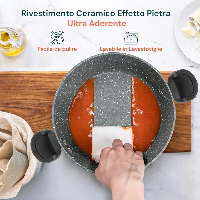 Pentola Antiaderente con Coperchio Scolapasta - Accademia Mugnano foto 6
