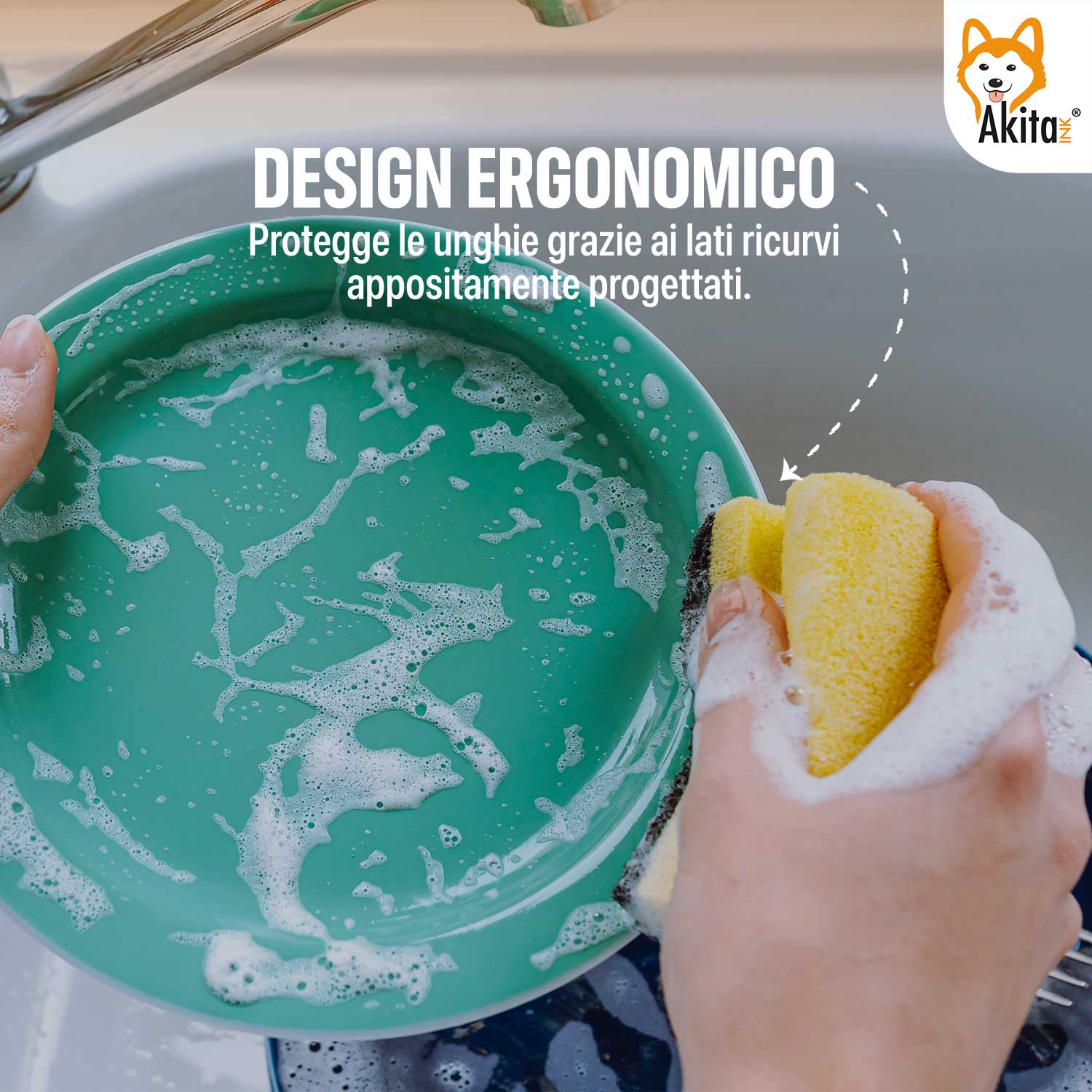 Spugne Cucina Antigraffio Akitaink 12pz con Protezione foto 3