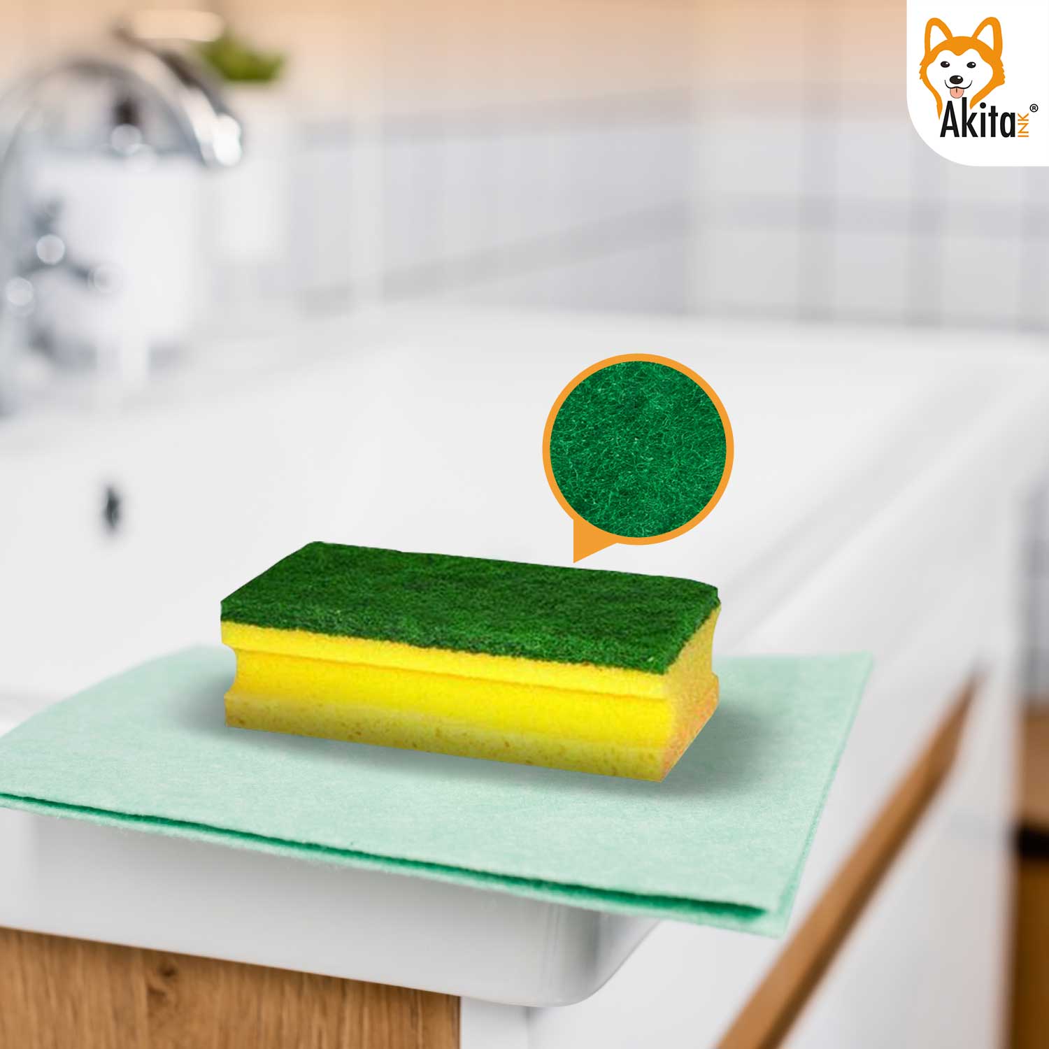 Spugne Cucina Antigraffio Akitaink 12pz con Protezione foto 4