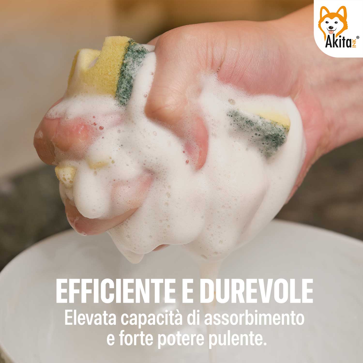 Spugne Cucina Antigraffio Akitaink 12pz con Protezione foto 5