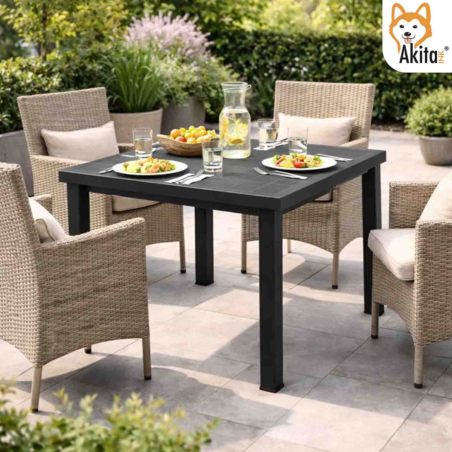 Tavolo Antracite 80x75x72 cm in Resina foto 4