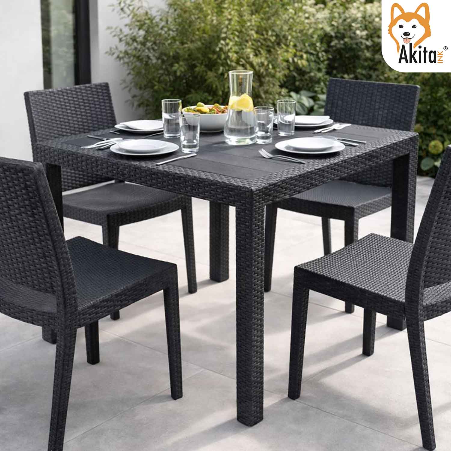 Tavolo Rattan Antracite 79x79x72 cm foto 5