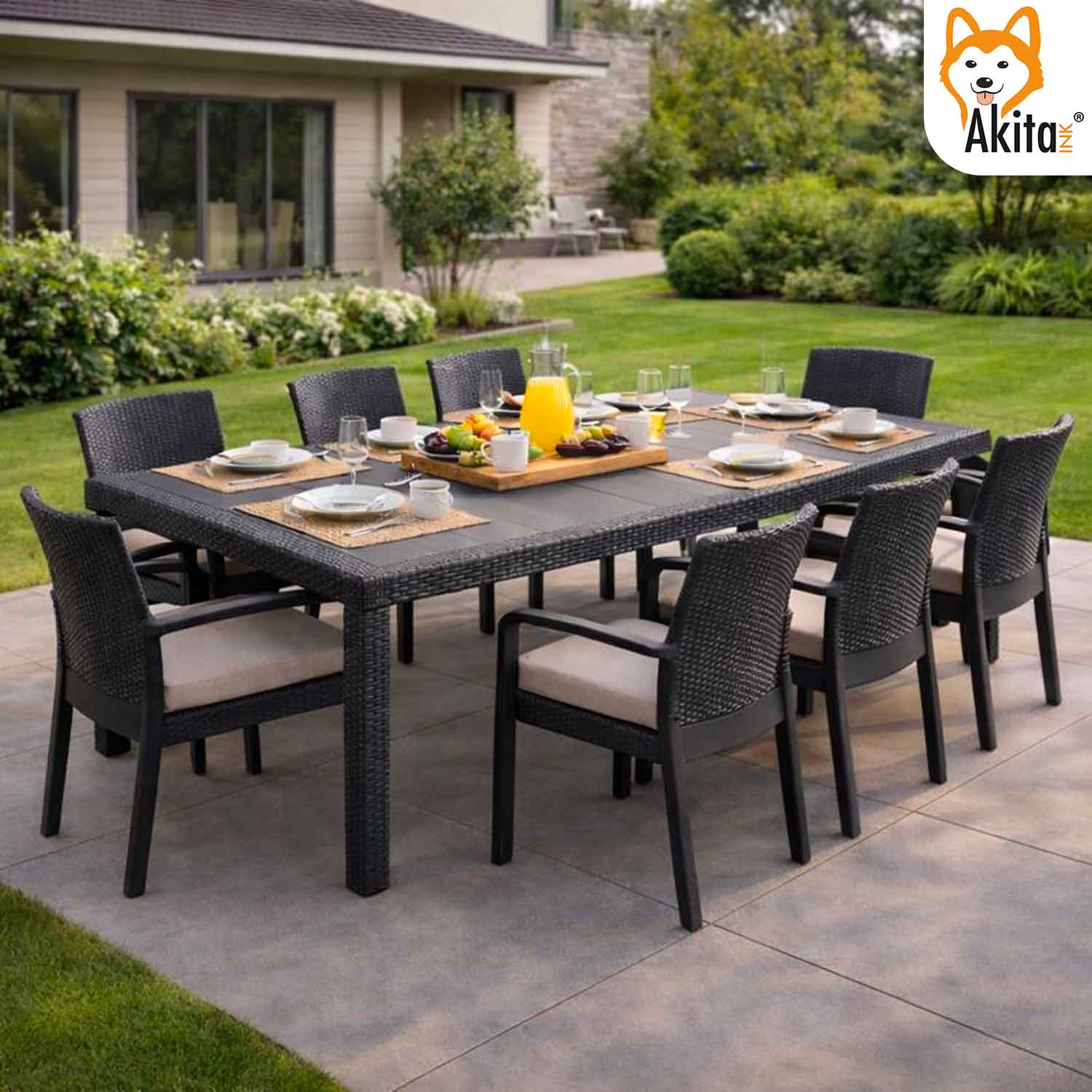 Tavolo Rattan Antracite Allungabile 220x90x72 cm foto 6