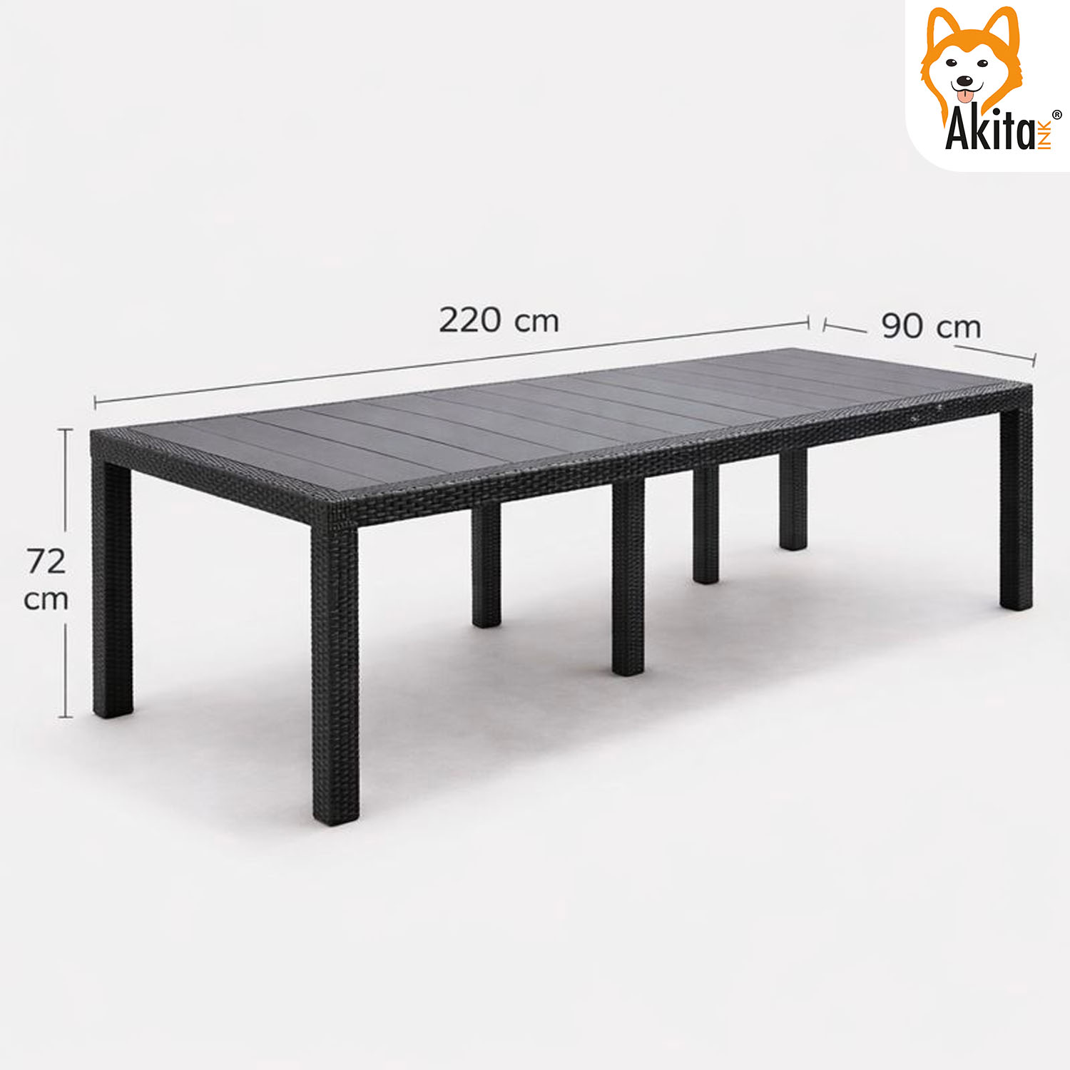 Tavolo Rattan Antracite Allungabile 220x90x72 cm foto 3