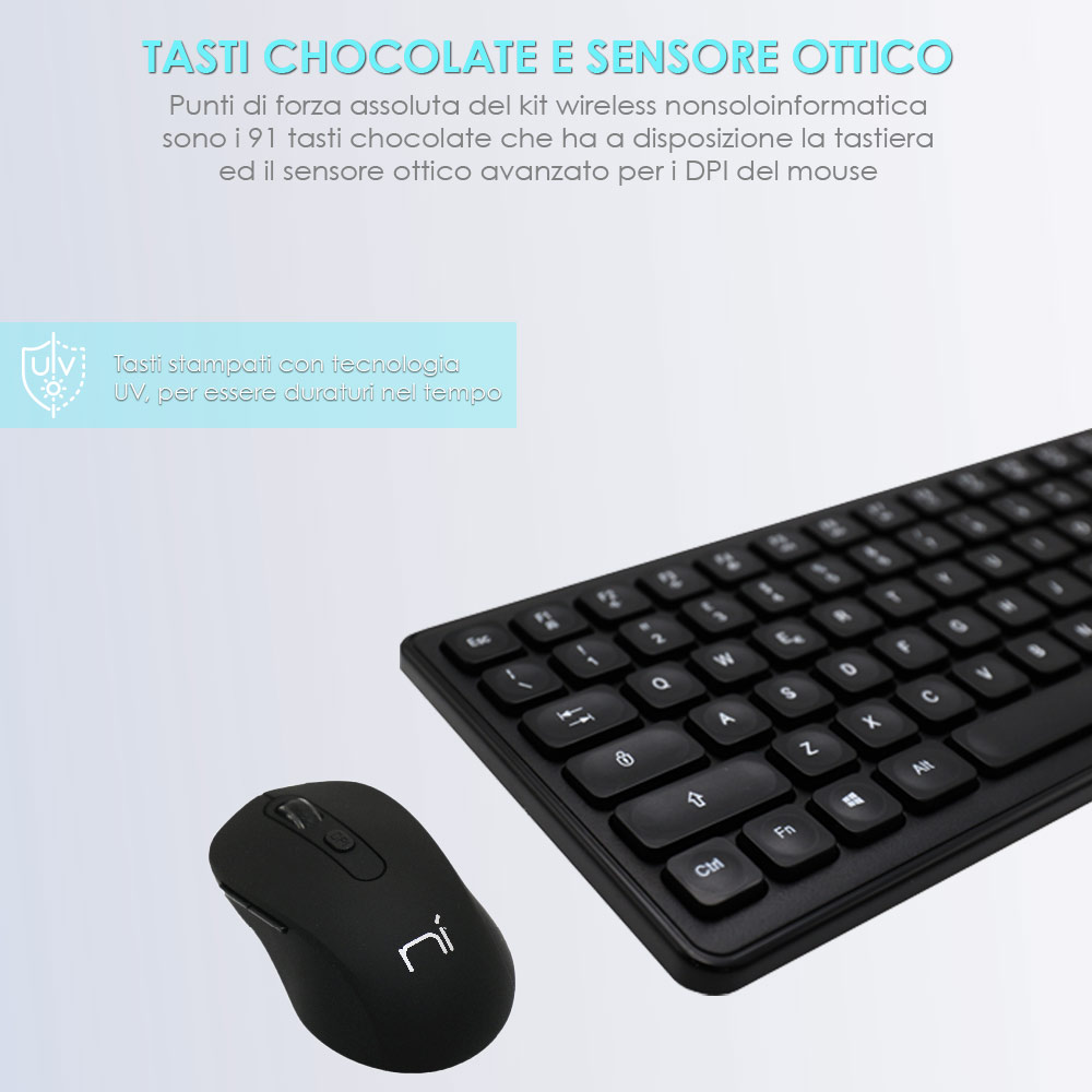 Tastiera mouse wireless senza fili per pc desktop windows mac foto 4
