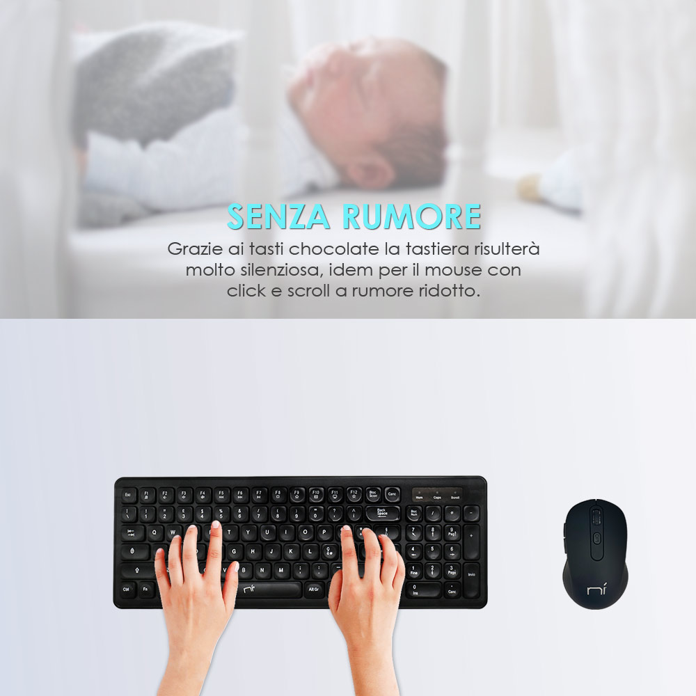 Tastiera mouse wireless senza fili per pc desktop windows mac foto 5