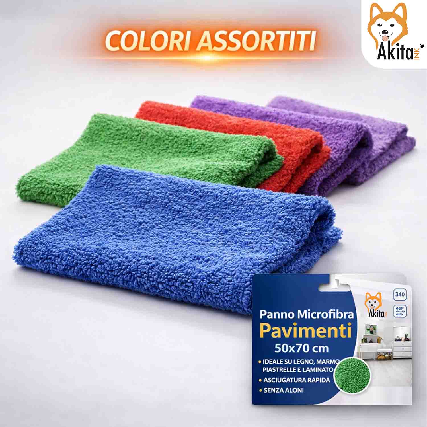 Set 3 Panni Microfibra Pavimenti 50x70 cm Multicolore foto 5