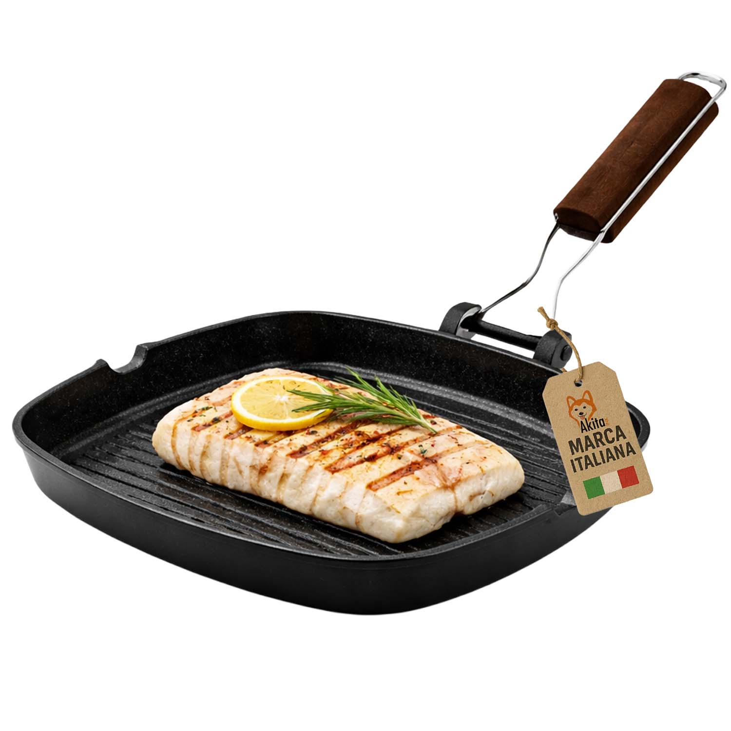 Bistecchiera akitaink 20x20 induzione manico pieghevole