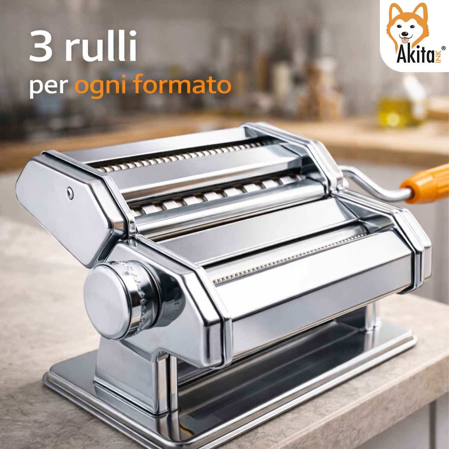 Macchina da Pasta 3 Rulli Acciaio Inox con Morsetto foto 4