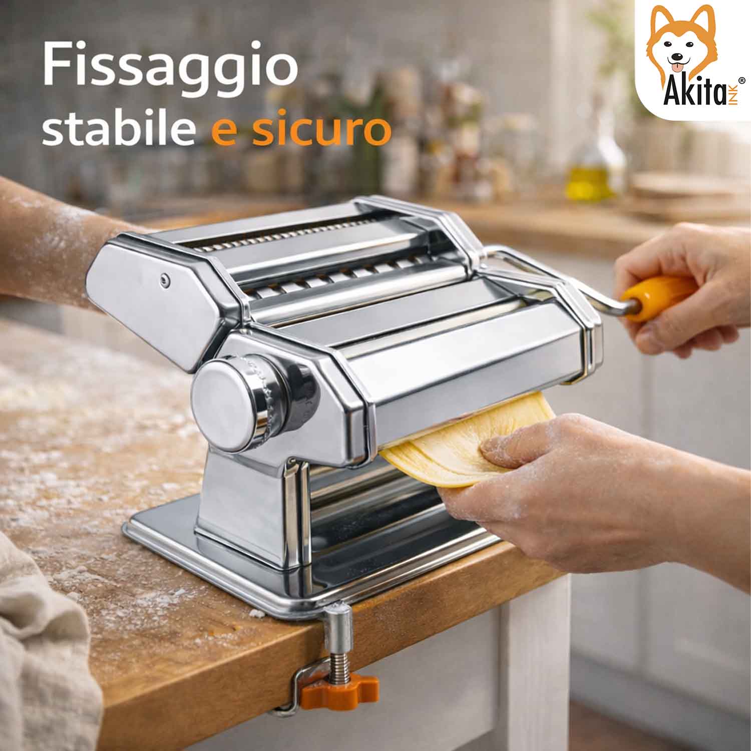 Macchina da Pasta 3 Rulli Acciaio Inox con Morsetto foto 5