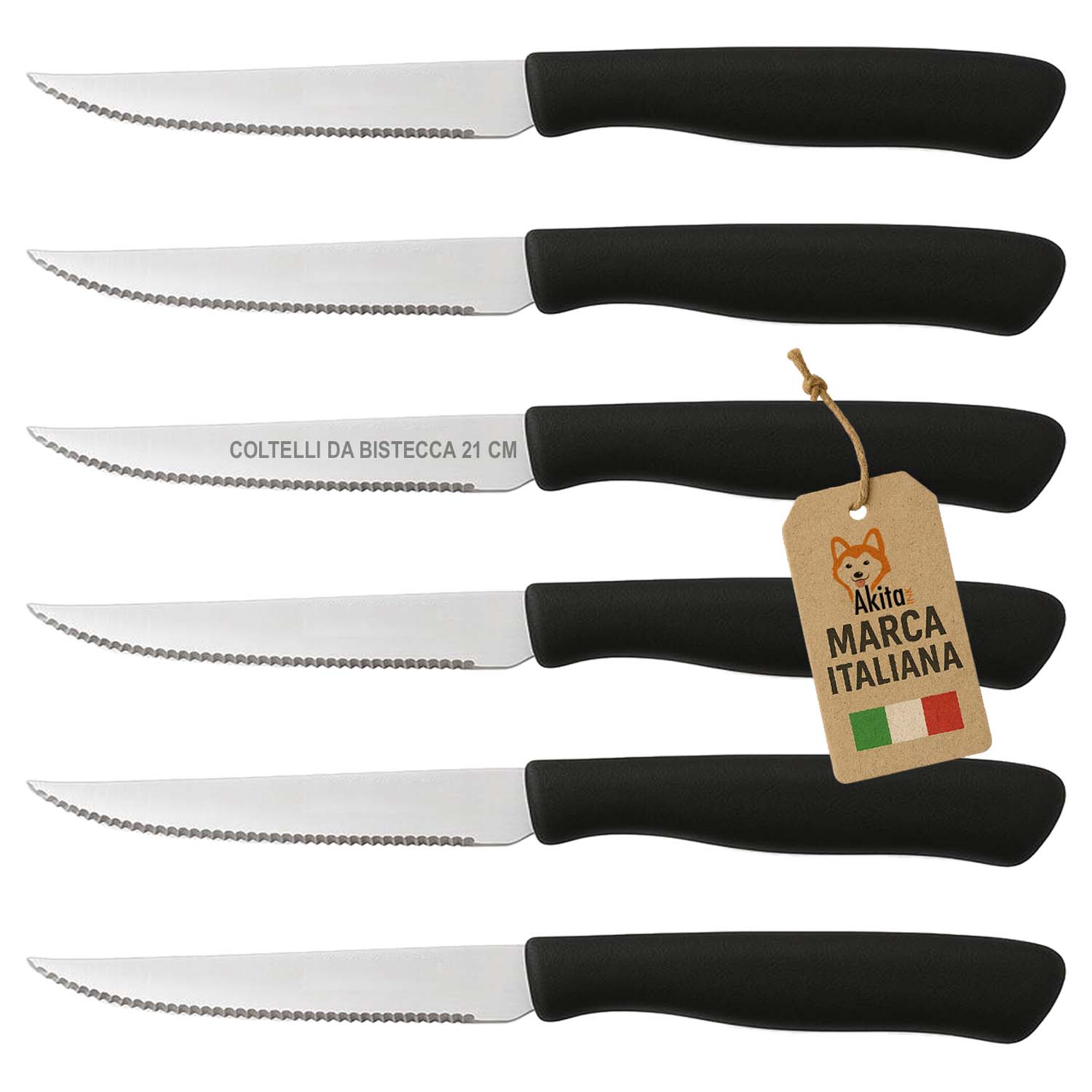 Set 6 coltelli da bistecca con lama dentata