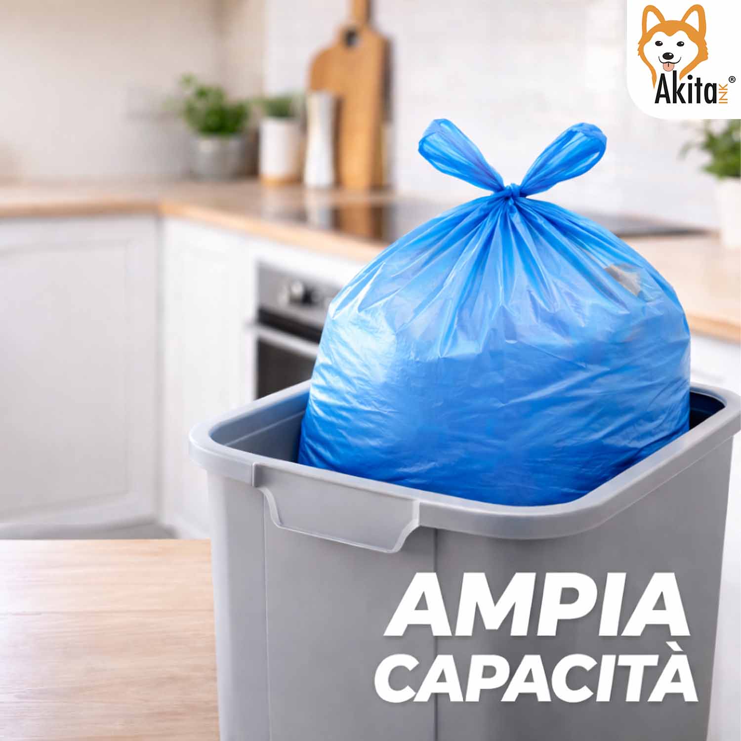 Sacchi Spazzatura 40x55 cm Blu 180 Pz con Manici foto 3