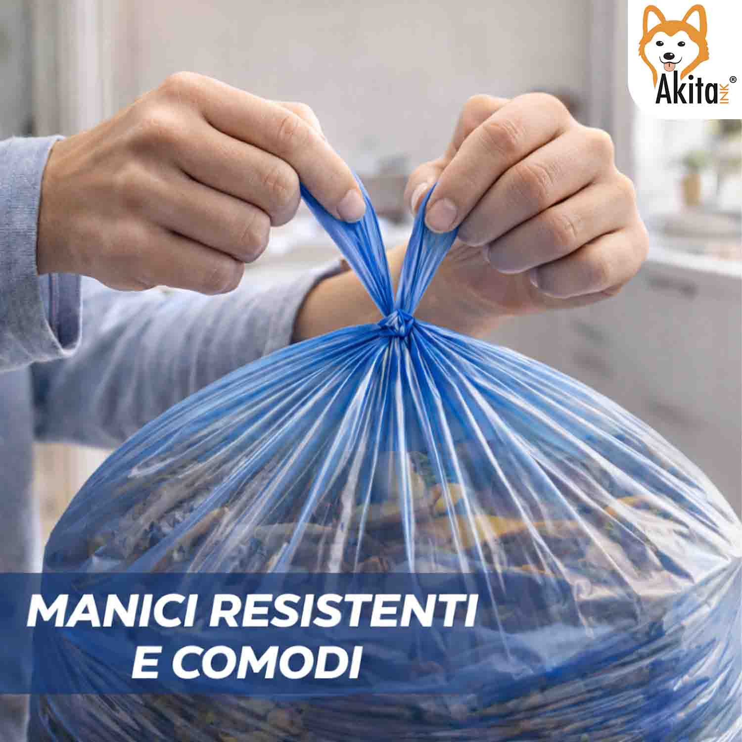 Sacchi Spazzatura 40x55 cm Blu 180 Pz con Manici foto 5