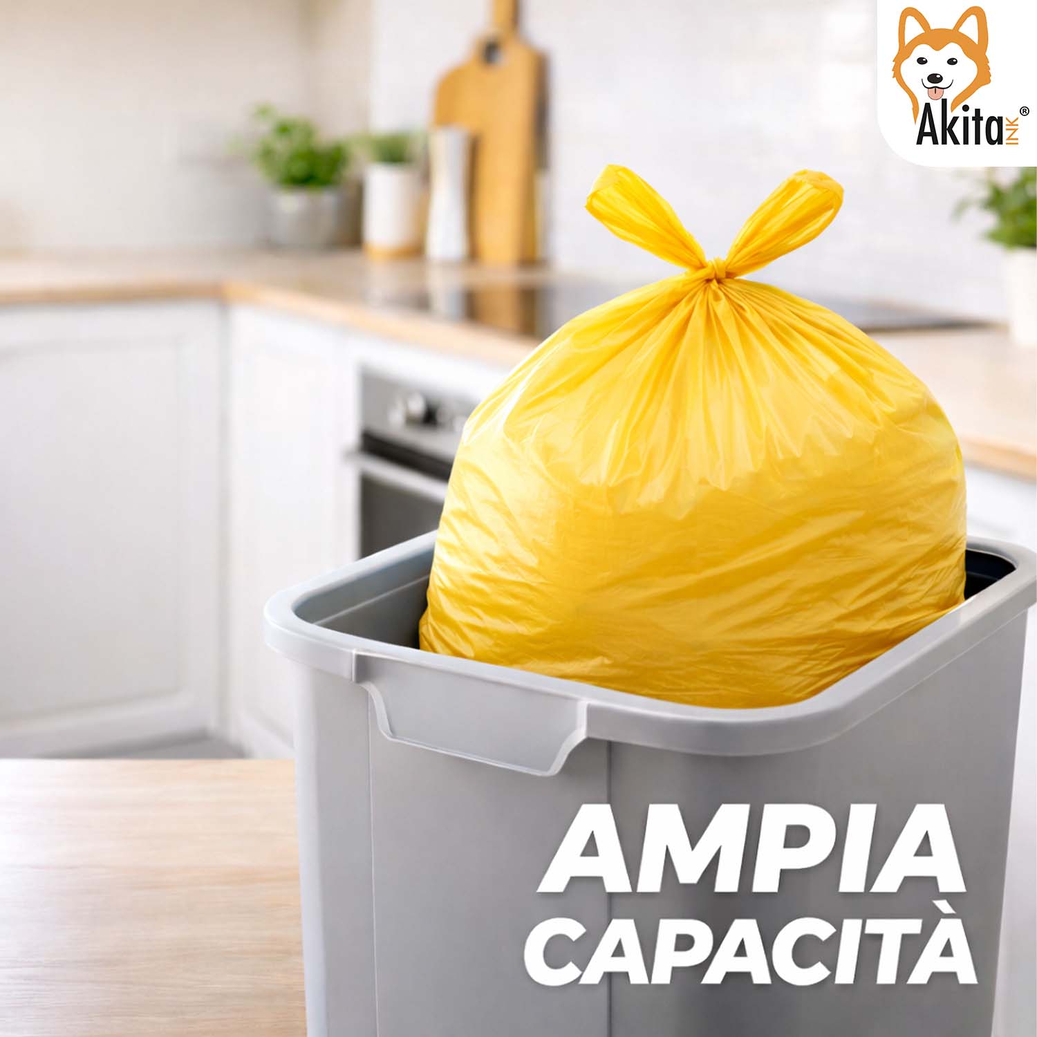 Sacchi Spazzatura 40x55 cm Gialli 180 Pz con Manici foto 3