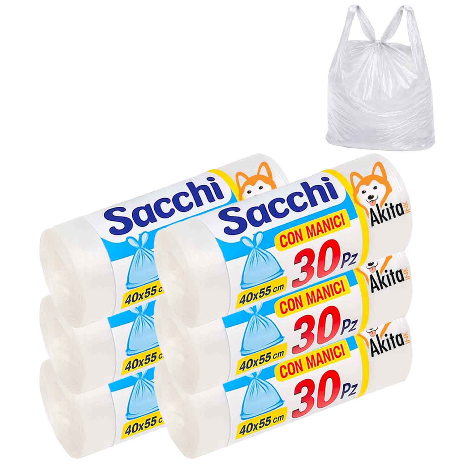 Sacchi spazzatura 40x55 cm trasparenti 180 pz con manici