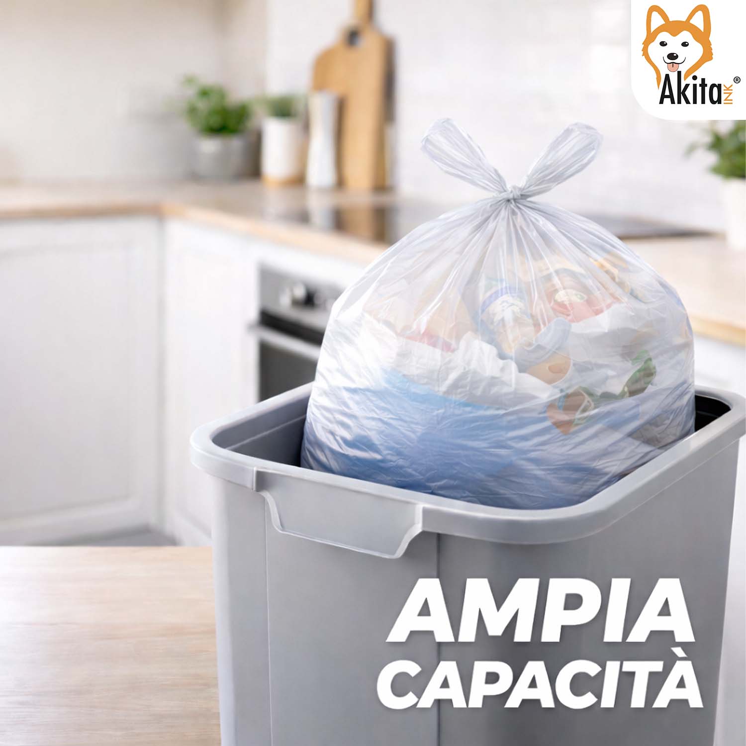 Sacchi Spazzatura 40x55 cm Trasparenti 180 Pz con Manici foto 3