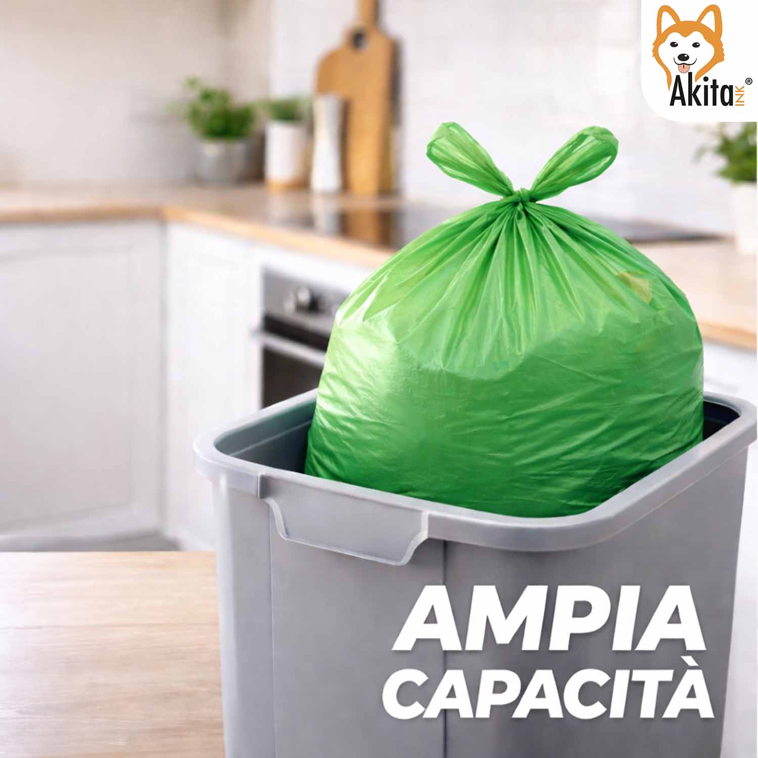 Sacchi Spazzatura 40x55 cm Verdi 180 Pz con Manici foto 3