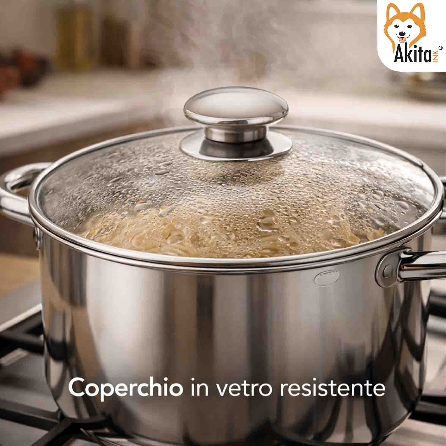 Bollipasta Inox 24 cm con 2 Cestelli e Coperchio Vetro foto 6