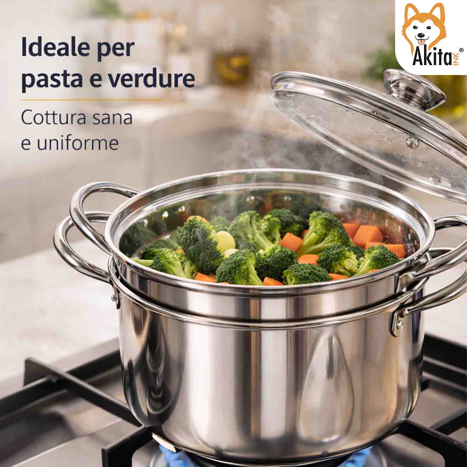 Bollipasta Acciaio Inox 22 cm con Cestello e Coperchio foto 4