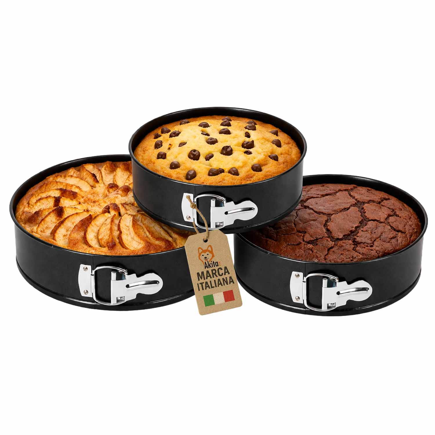 Set 3 tortiere a cerniera 24-26-28 cm antiaderenti