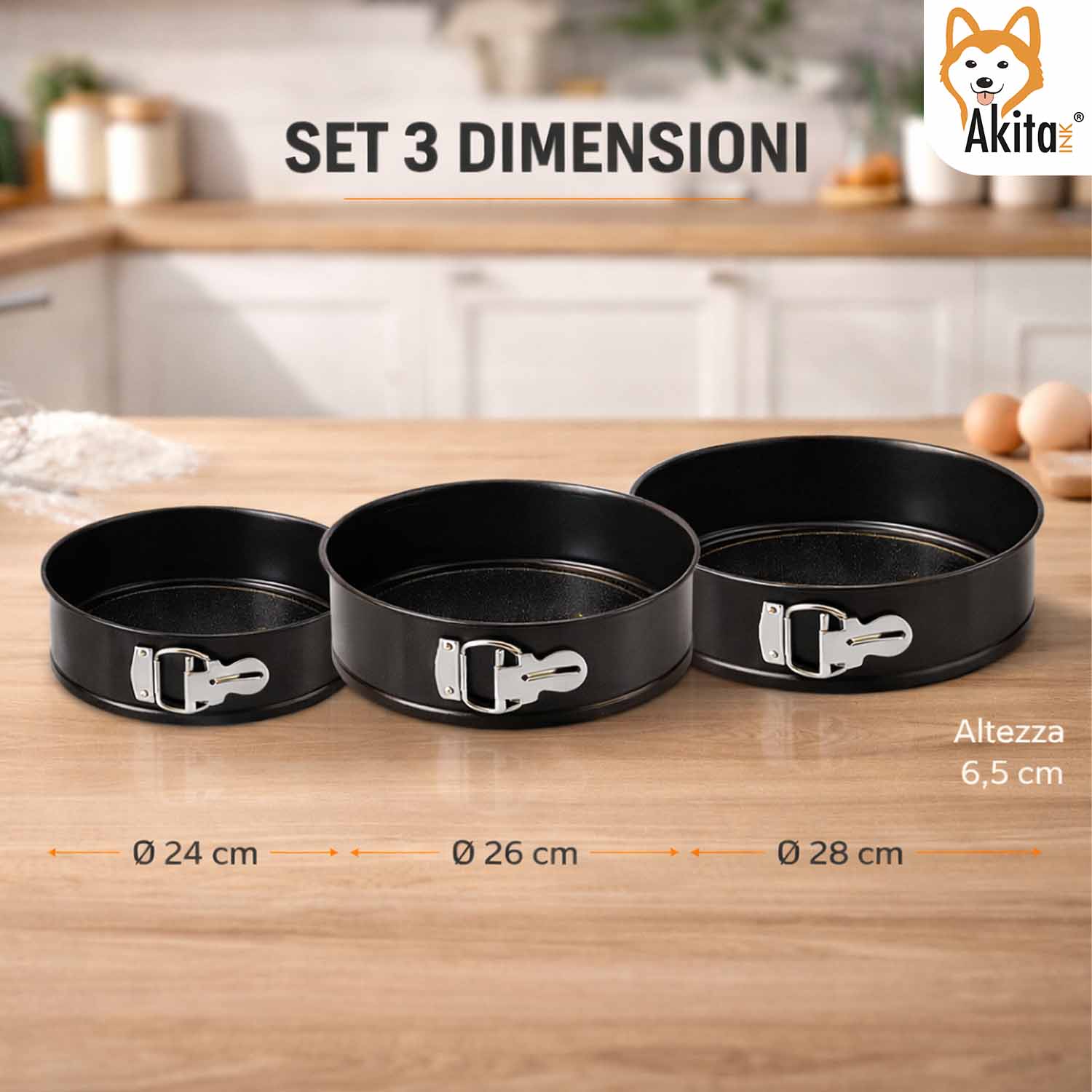 Set 3 Tortiere a Cerniera 24-26-28 cm Antiaderenti foto 5