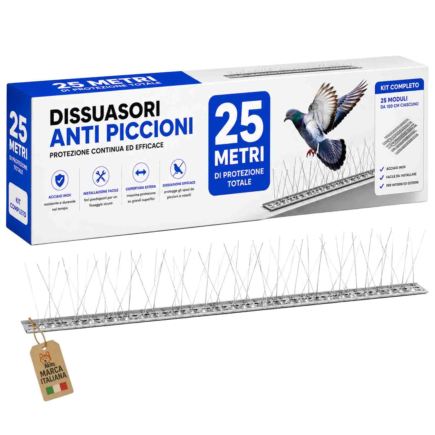 Dissuasore per piccioni acciaio inox 25 metri