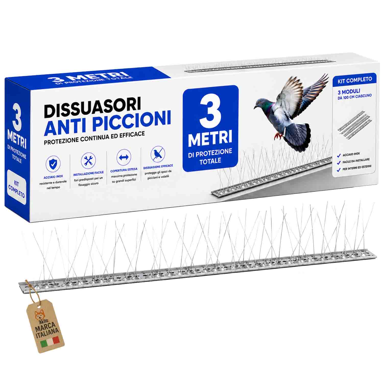 Dissuasore per piccioni acciaio inox 3 metri