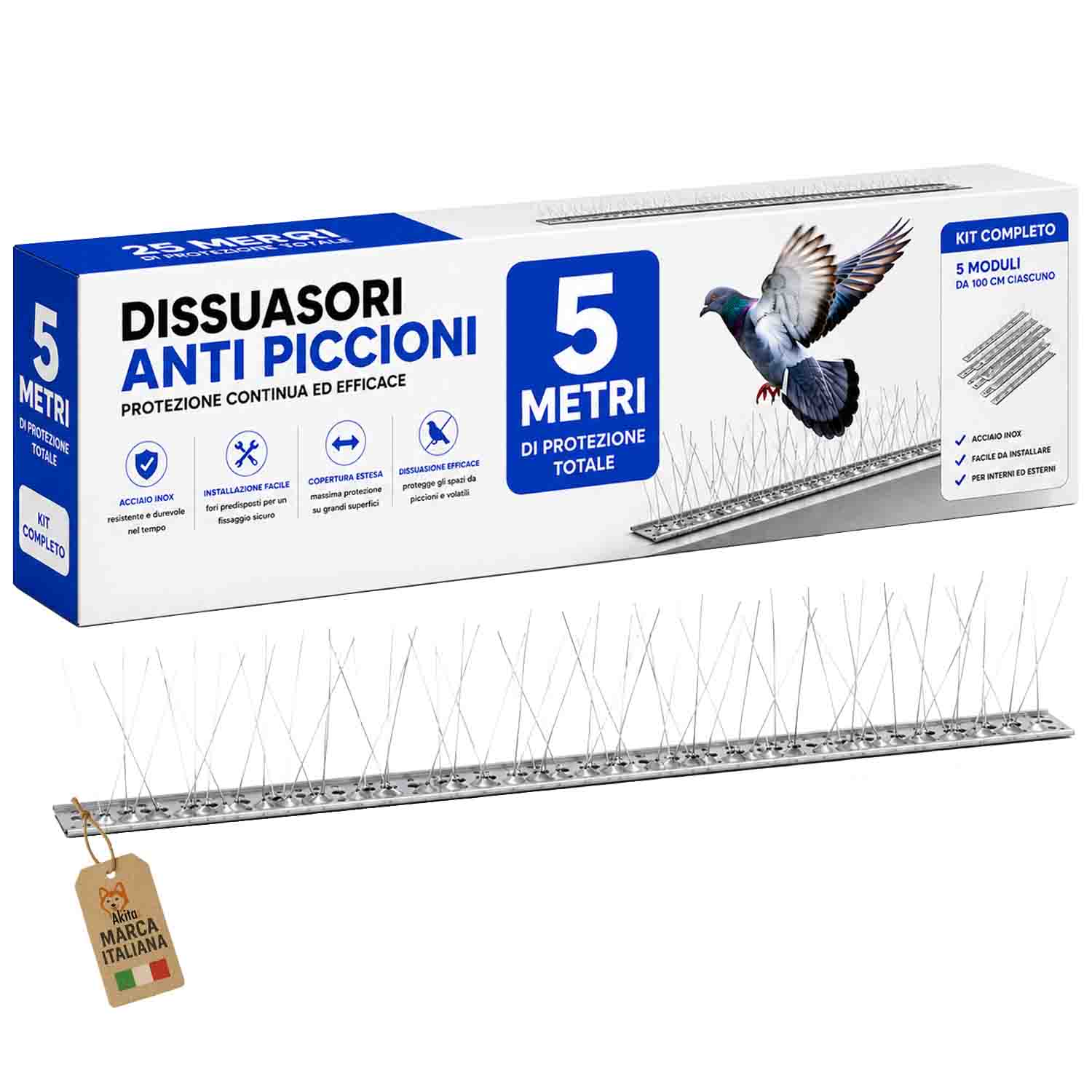 Dissuasore per piccioni acciaio inox 5 metri
