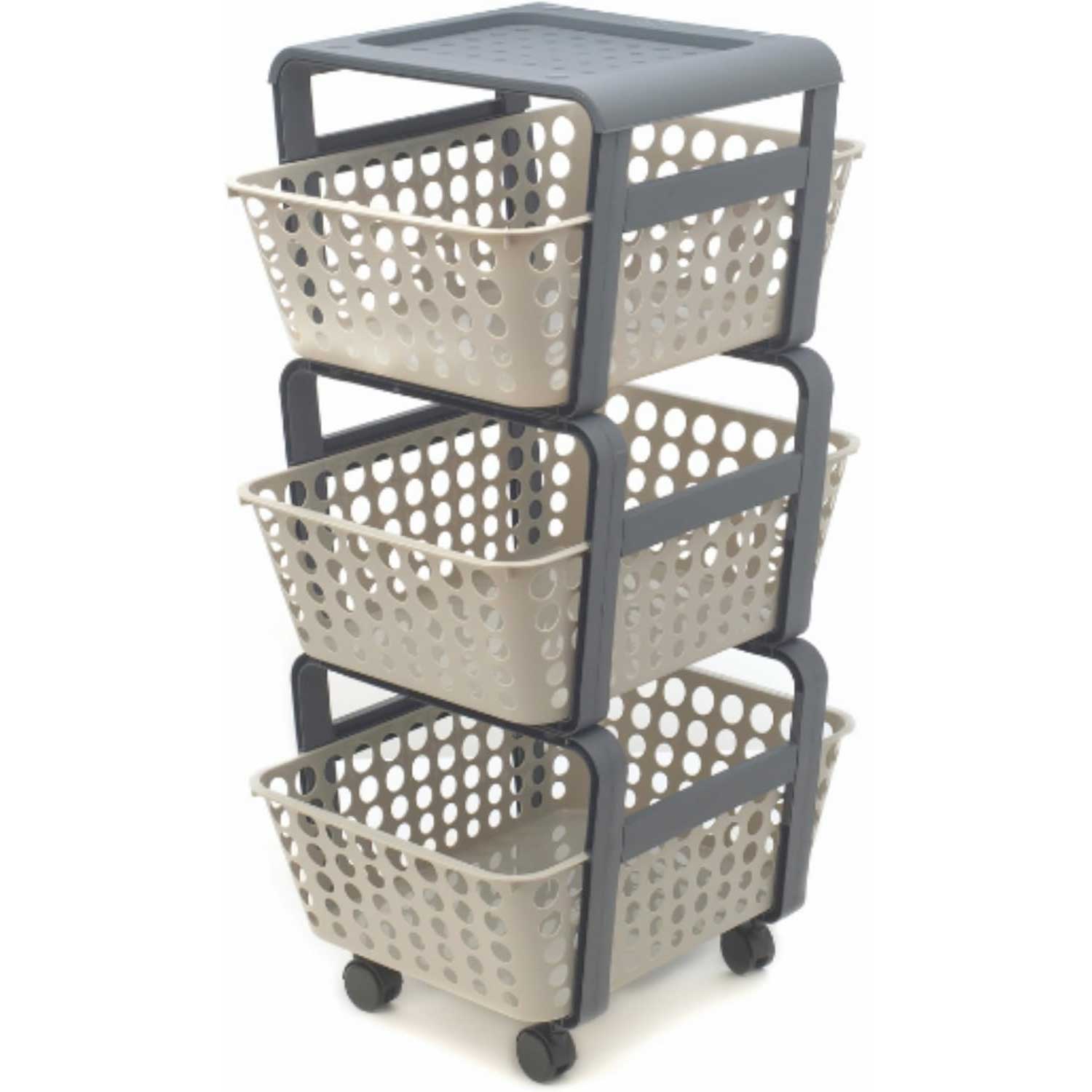 Ecoplast | Carrello con Ruote Portatutto Modula, Carrello Portaoggetti Tortora foto 2