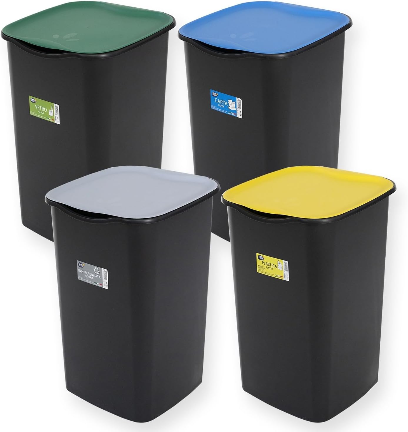 Pattumiera Indifferenziata 50L Nero e Grigio Elegante foto 5