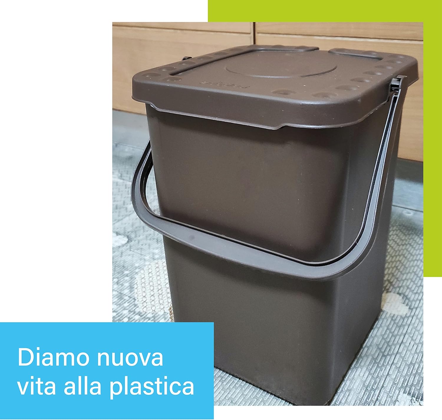 Ecoplast Pattumiera 10L Marrone Apertura a Libro foto 6