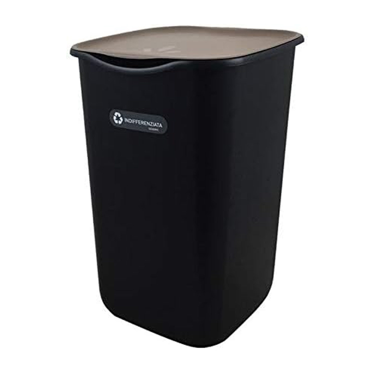 Pattumiera indifferenziata 50l nero e grigio elegante