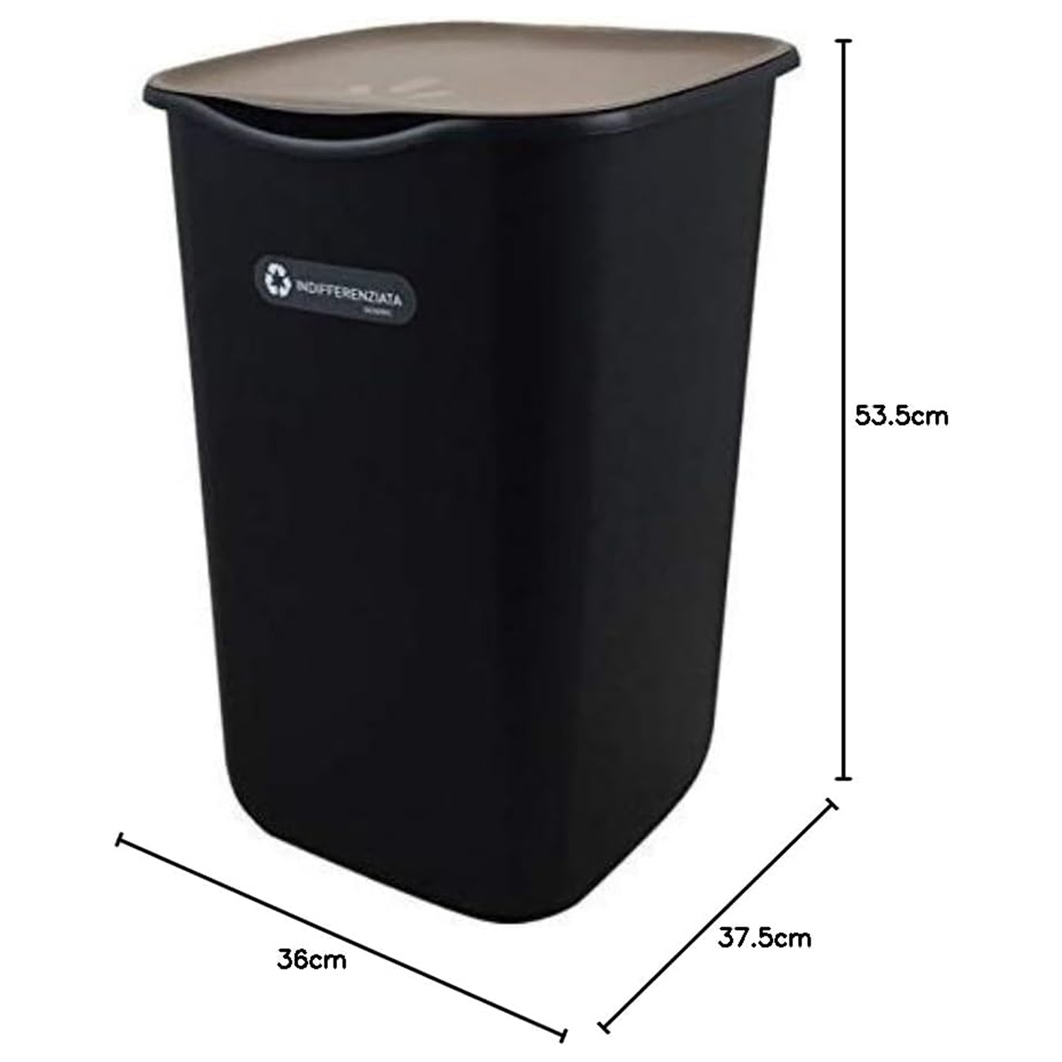 Pattumiera Indifferenziata 50L Nero e Grigio Elegante foto 3