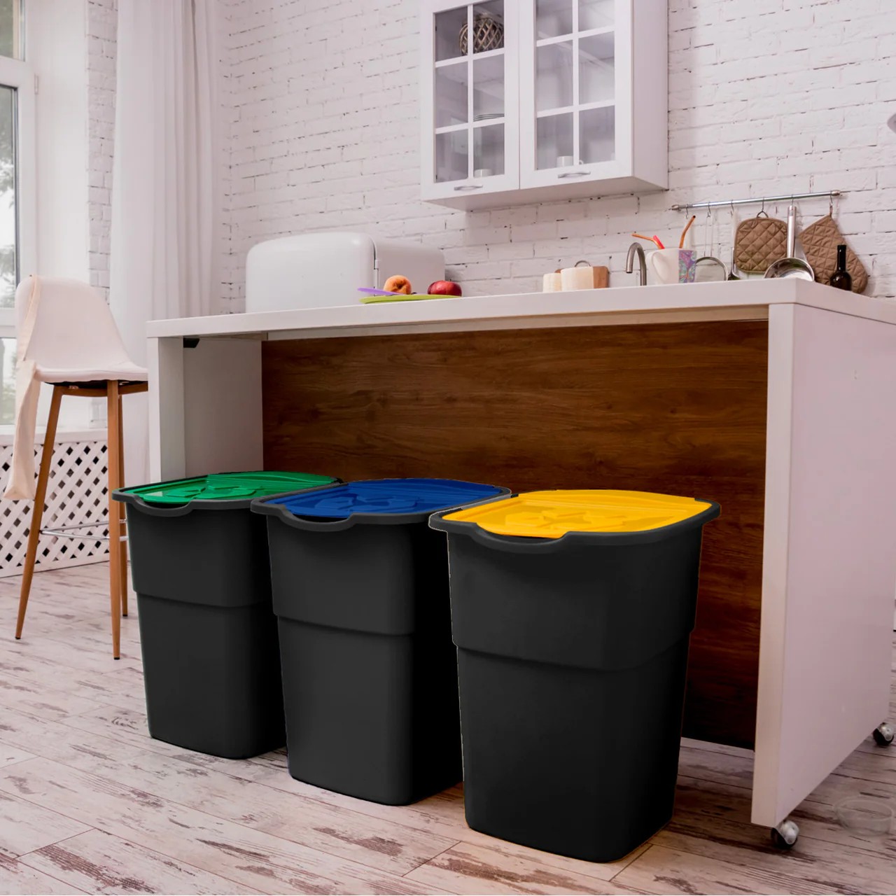 Pattumiera Raccolta Differenziata ECO3 3 Scomparti 150L foto 5