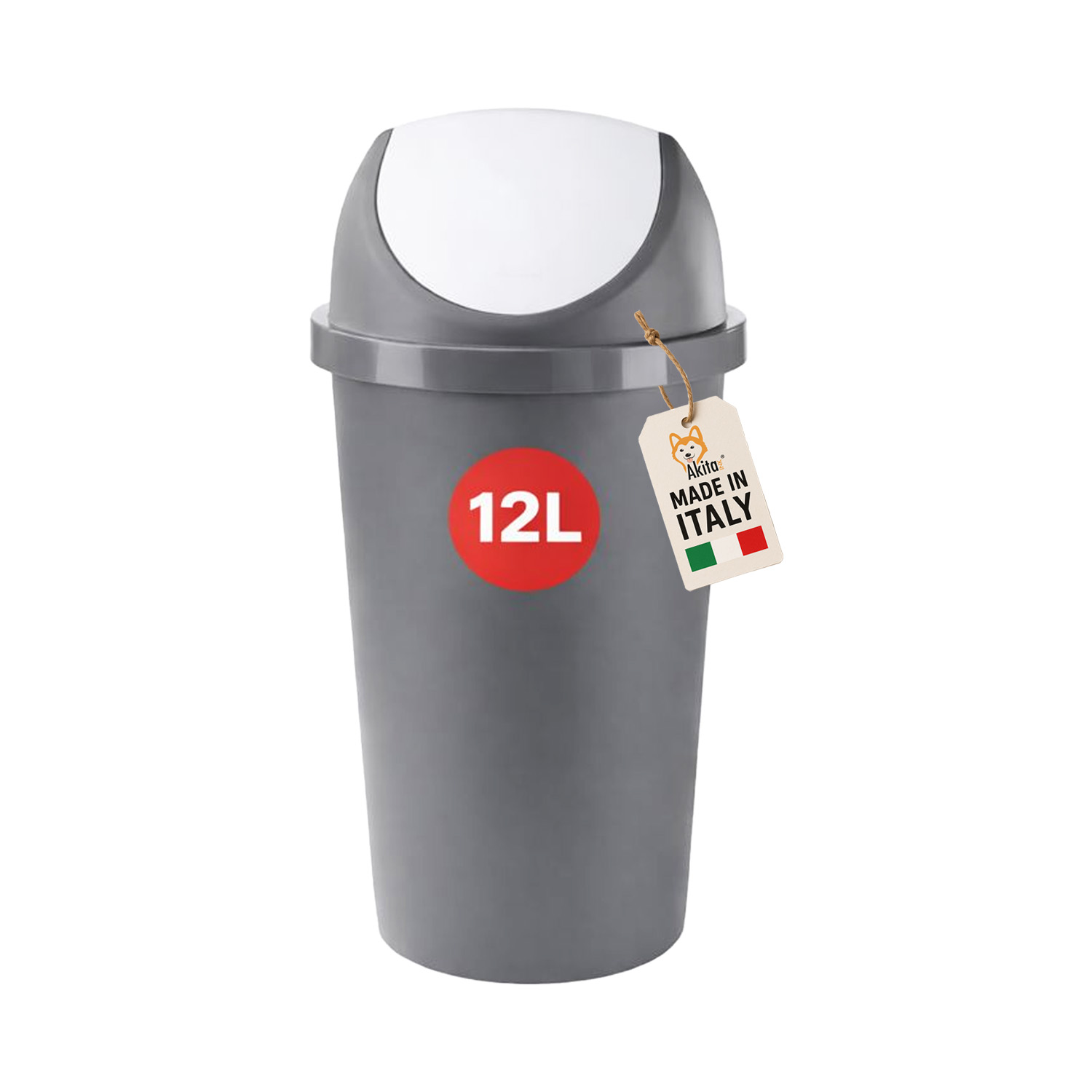 Pattumiera basculante swing 12 l bianco\grafite