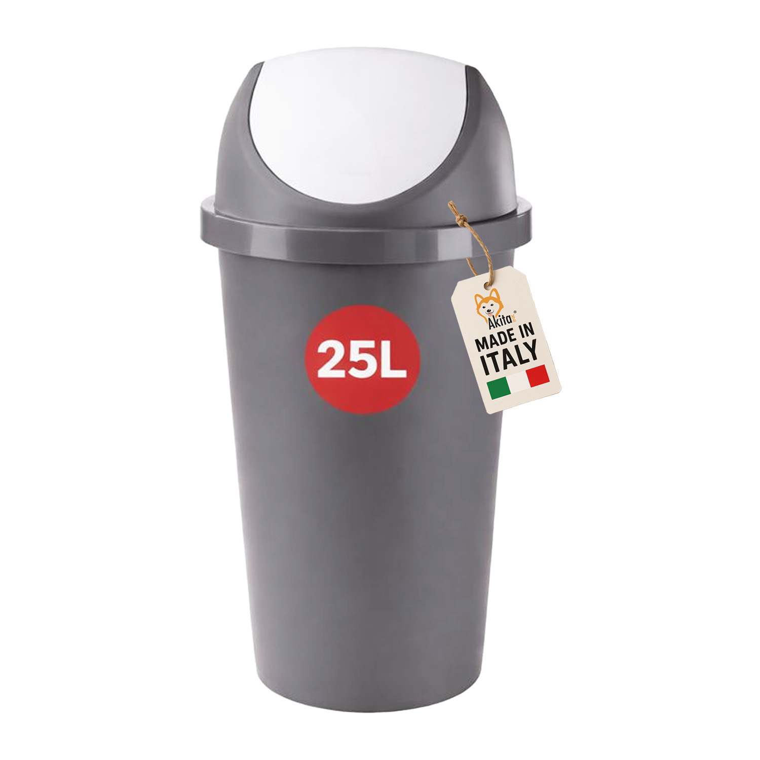 Pattumiera basculante swing 25 l bianco\grafite