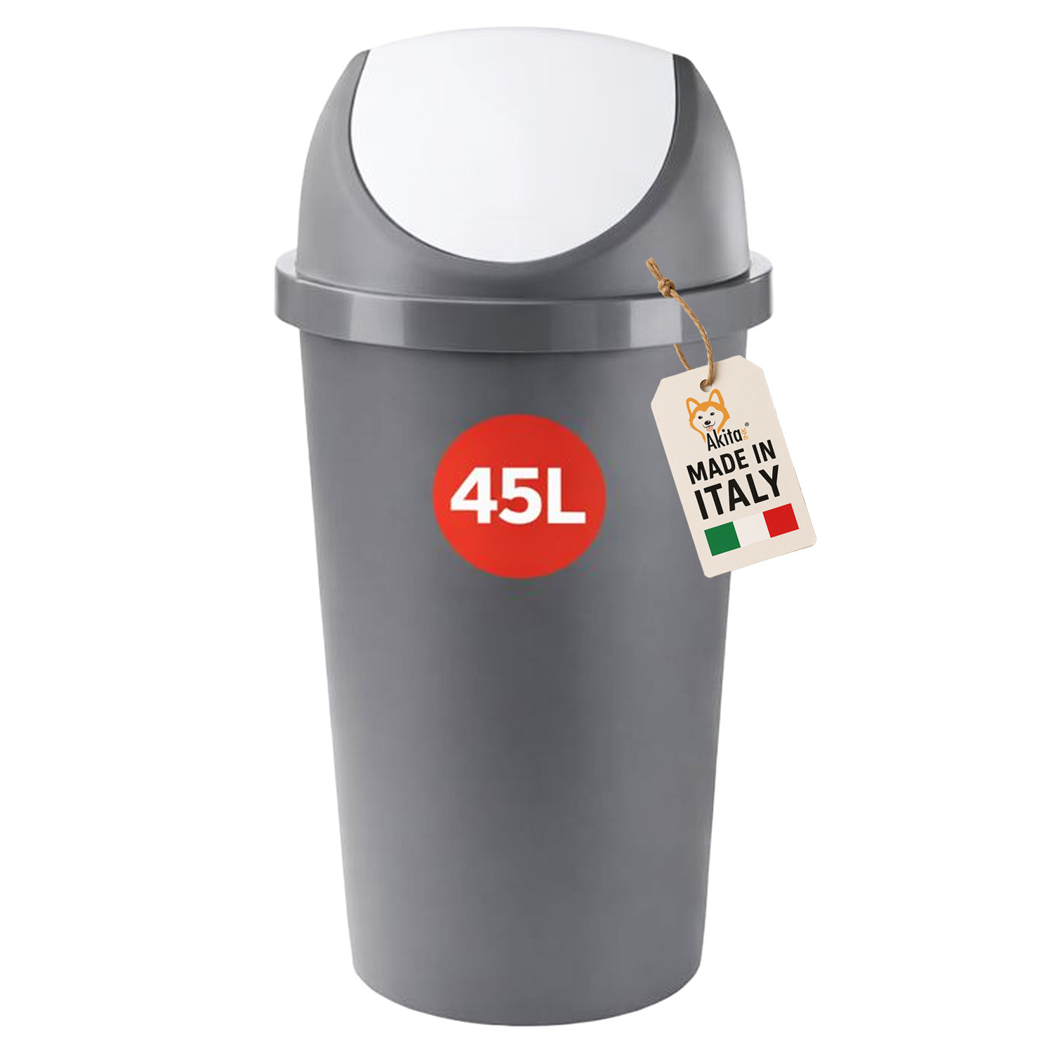 Pattumiera basculante swing 45 l bianco\grafite