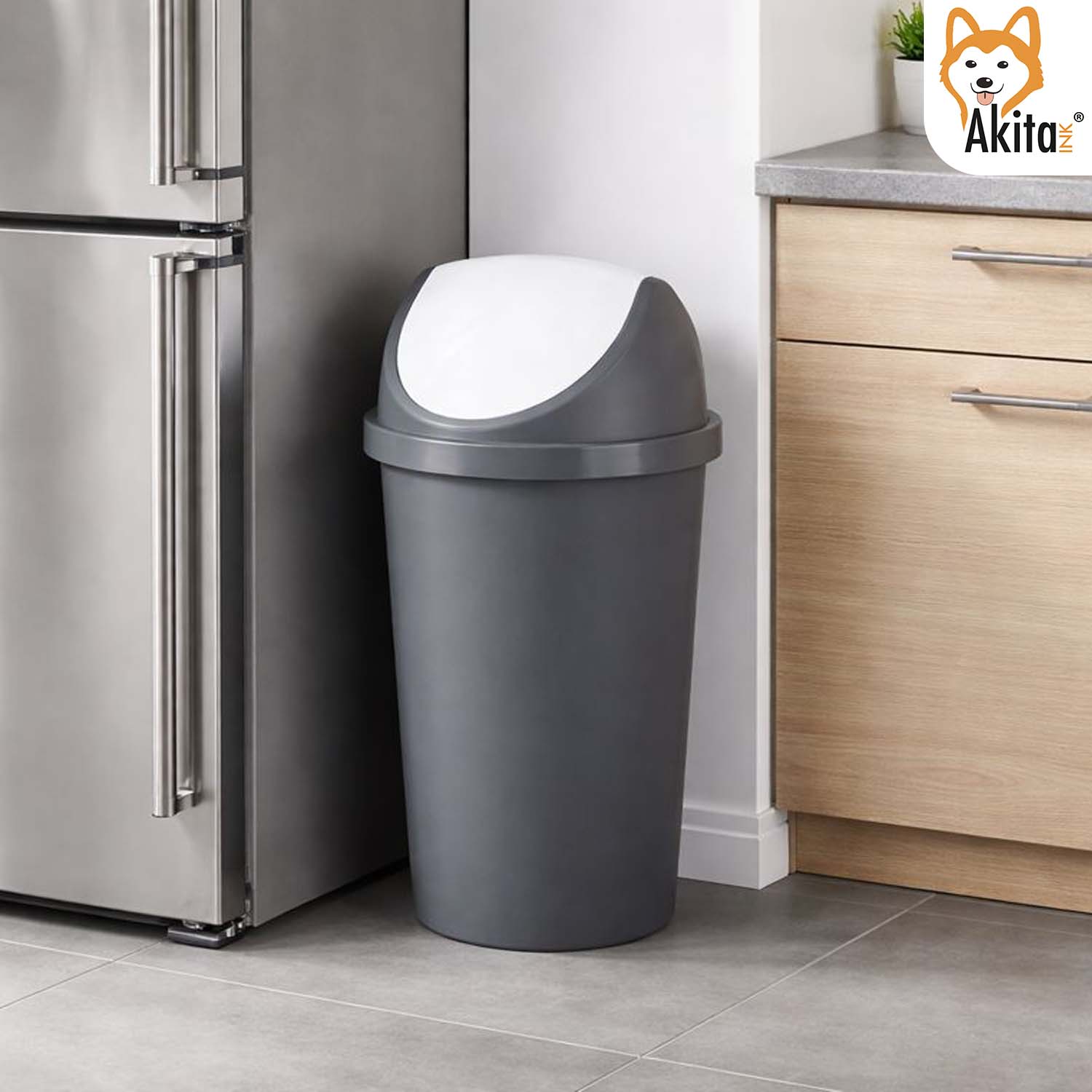 Pattumiera Basculante Swing 45 L Bianco\Grafite foto 3