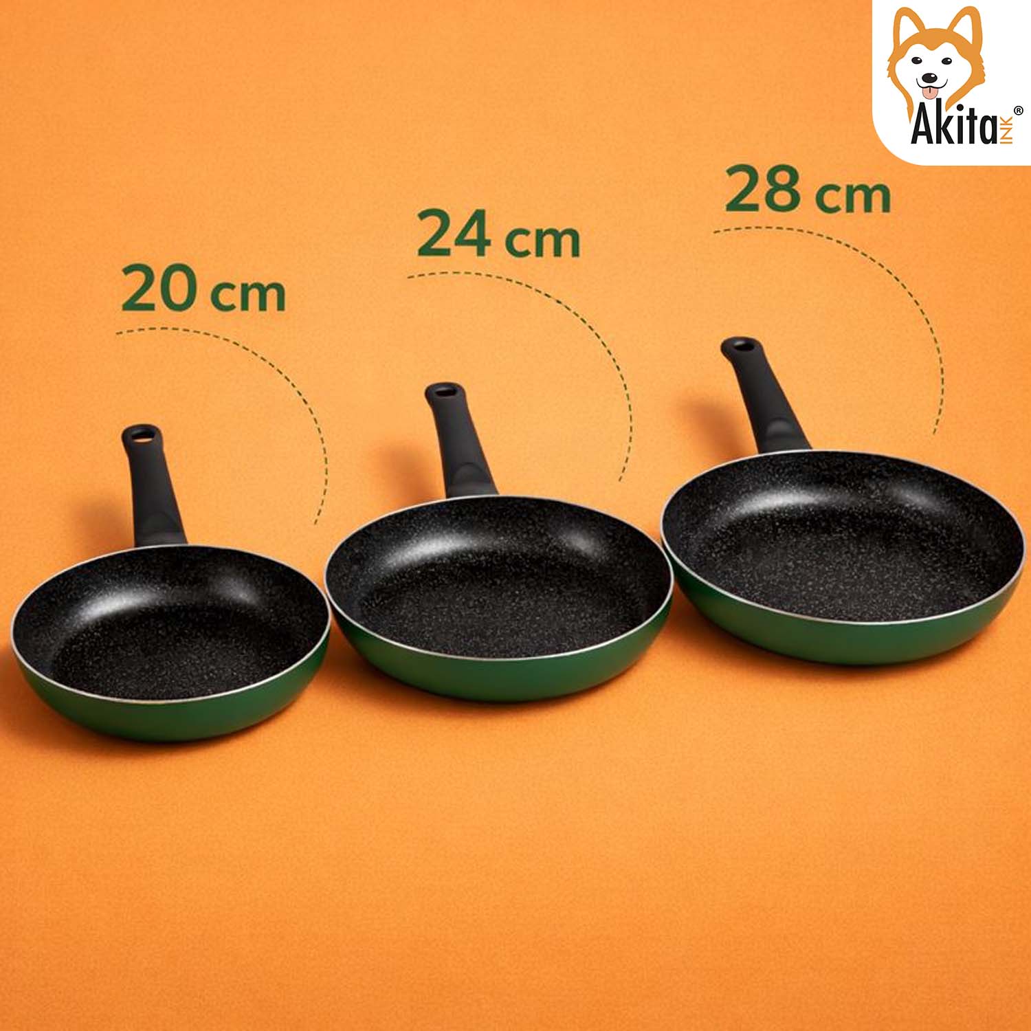 Set 3 Padelle Antiaderenti Natura 20-24-28 cm Verde foto 3