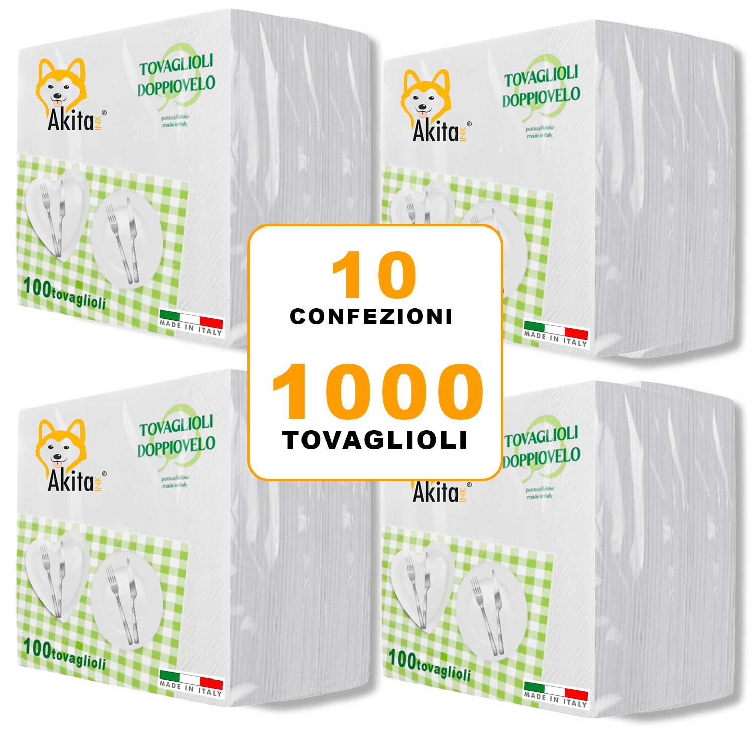Tovaglioli doppio velo 1000 Tovaglioli 2 veli Akitaink - 10 Confezione da 100 foto 2