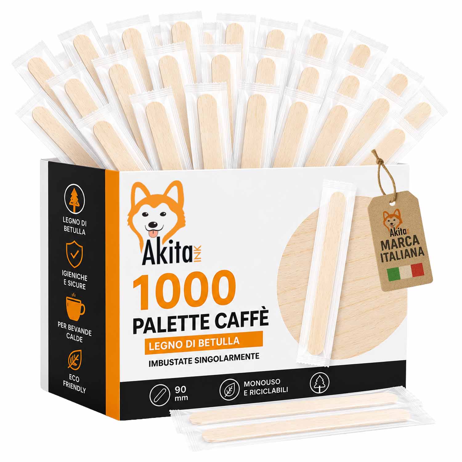 Palette caffe' legno 1000 biodegradabili incartate singole