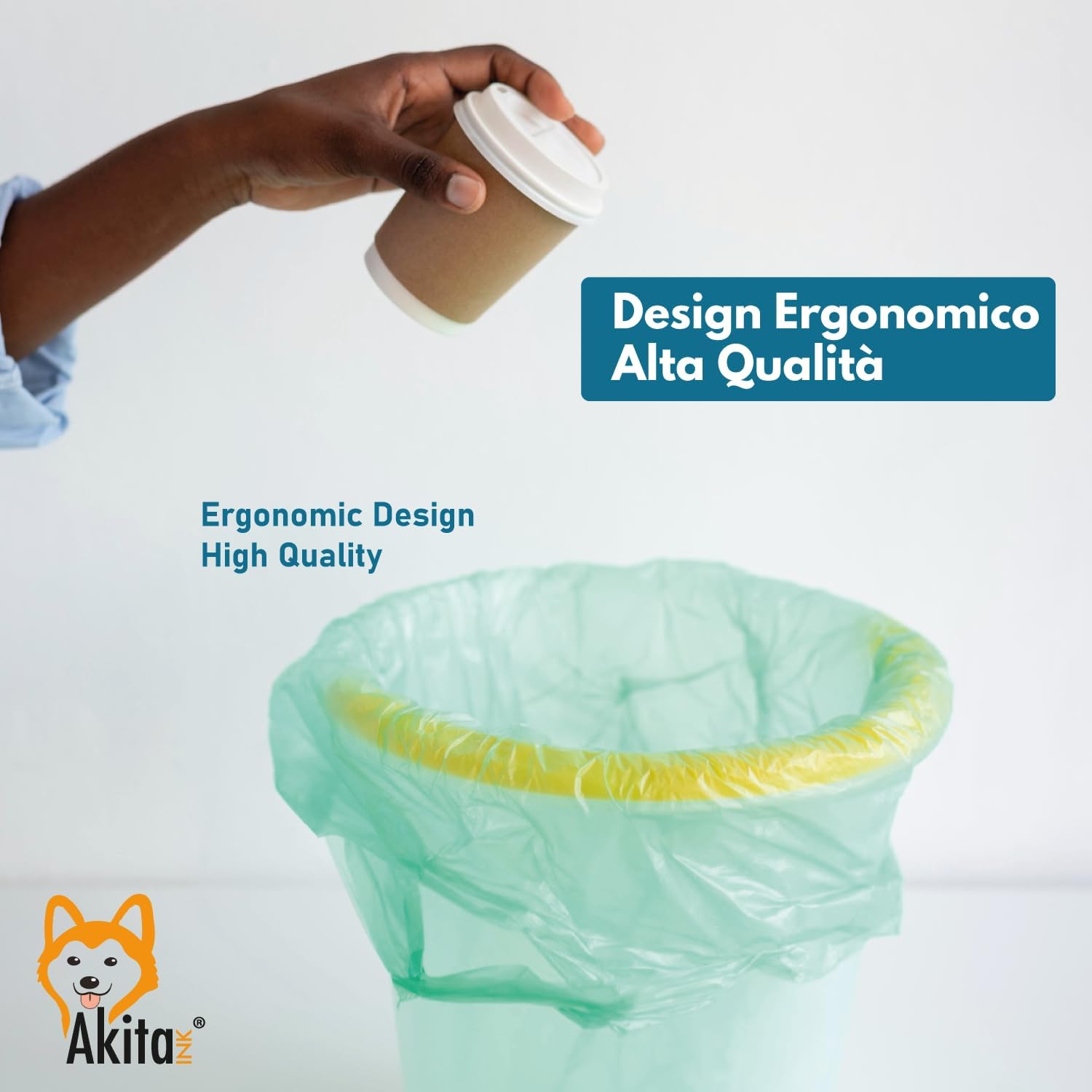 Akitaink - 360 Sacchi Nettezza Antiforo Con Manici 40X55 cm Colorati foto 6