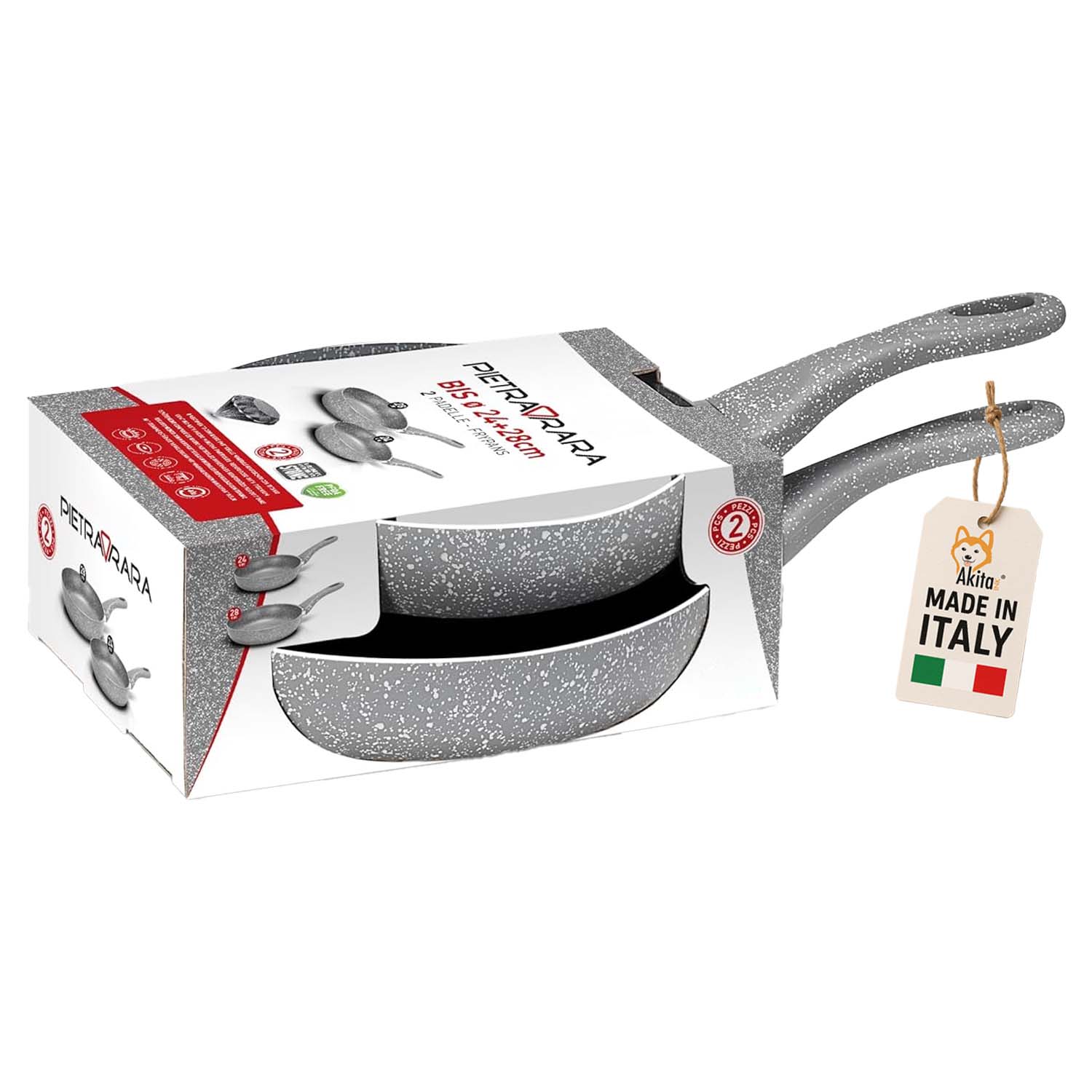 Kit padella rara 24\28 cm effetto pietra antiaderente