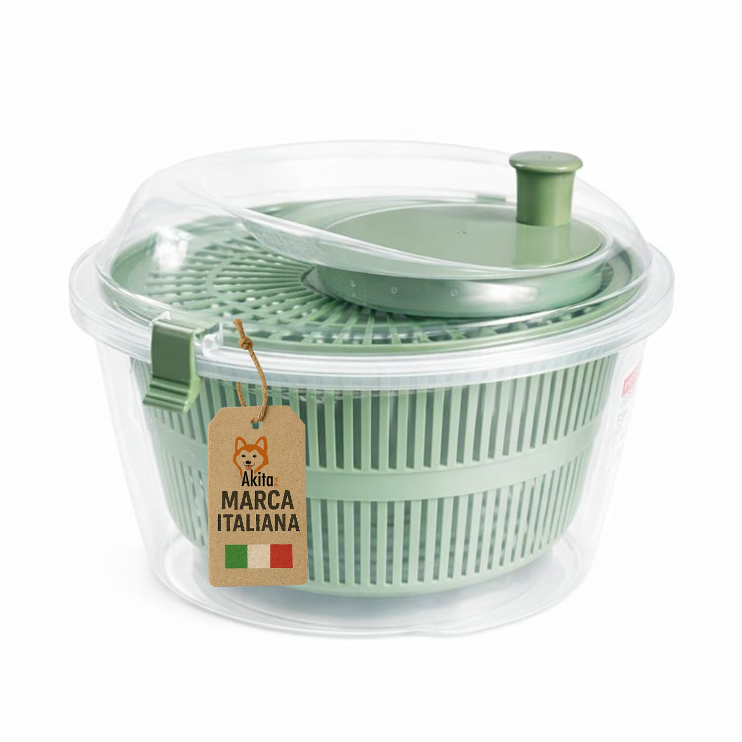 Centrifuga per insalata 4,4 l senza bpa trasparente/verde