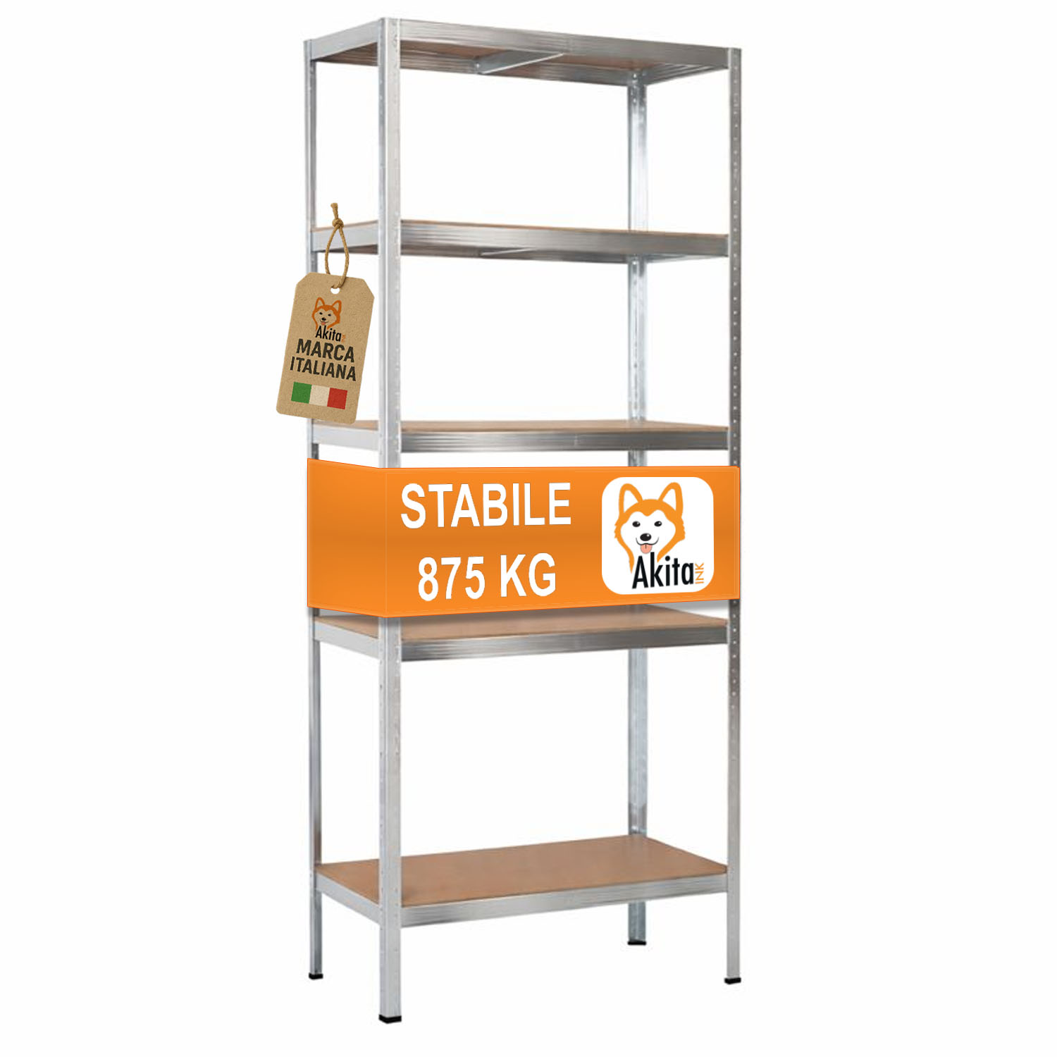 Scaffale in metallo zincato 180x90x40 cm 5 ripiani